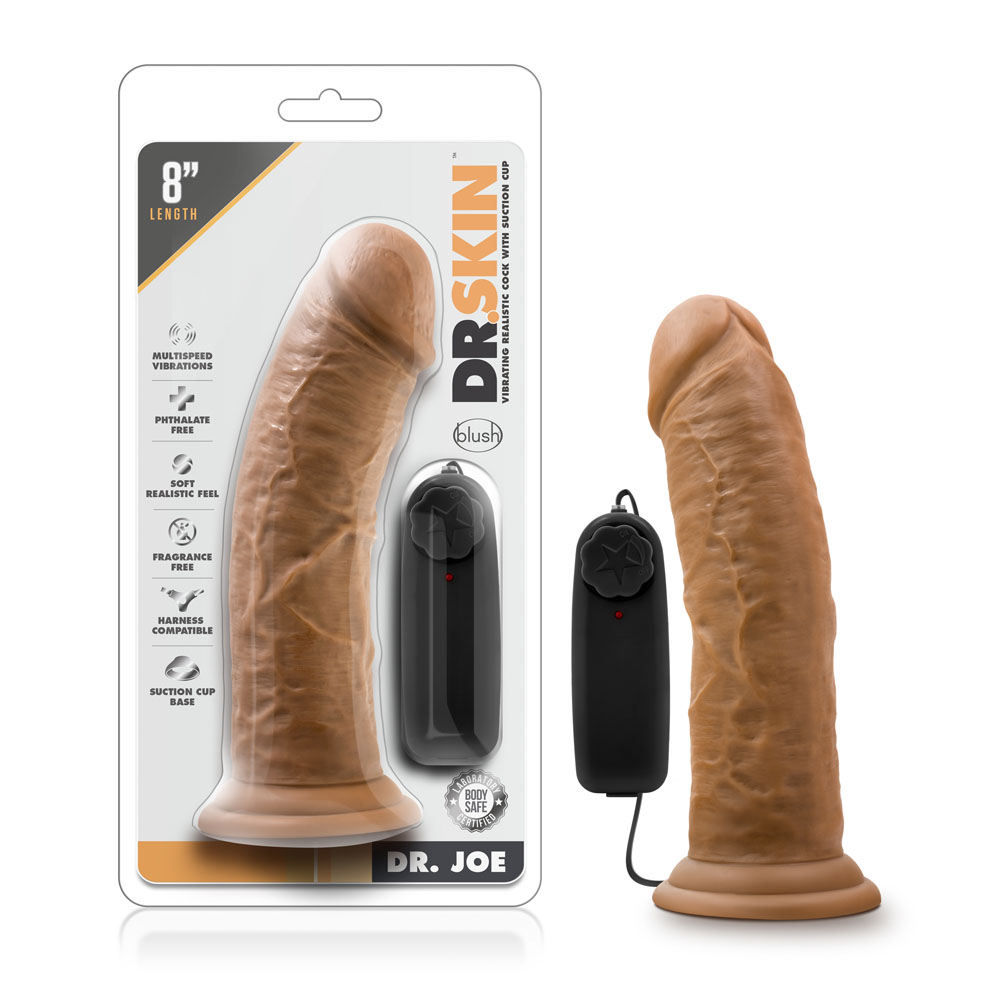 dr. skin dr. joe  inch vibrating cock with  suction cup mocha 