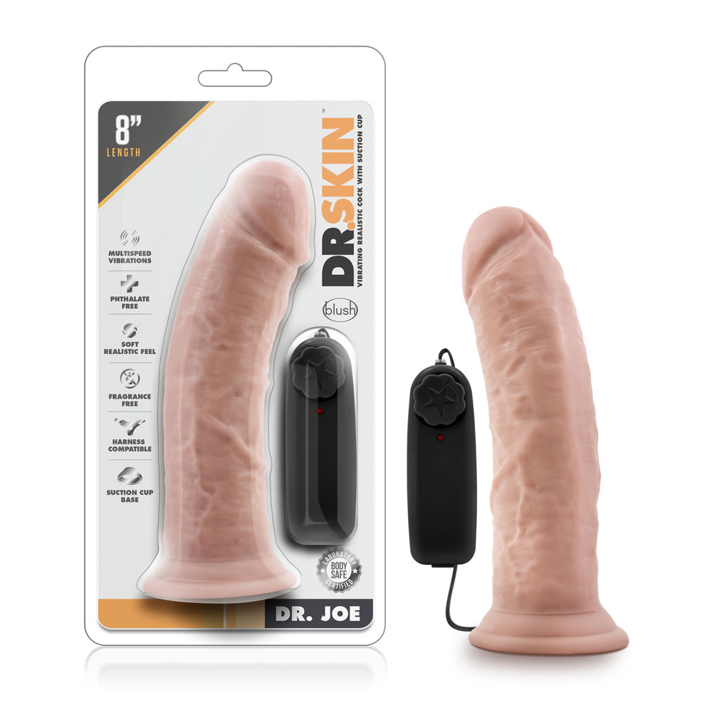 dr. skin dr. joe  inch vibrating cock with  suction cup vanilla 