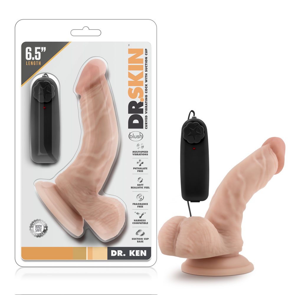 dr. skin dr. ken . inch vibrating cock with  suction cup vanilla 