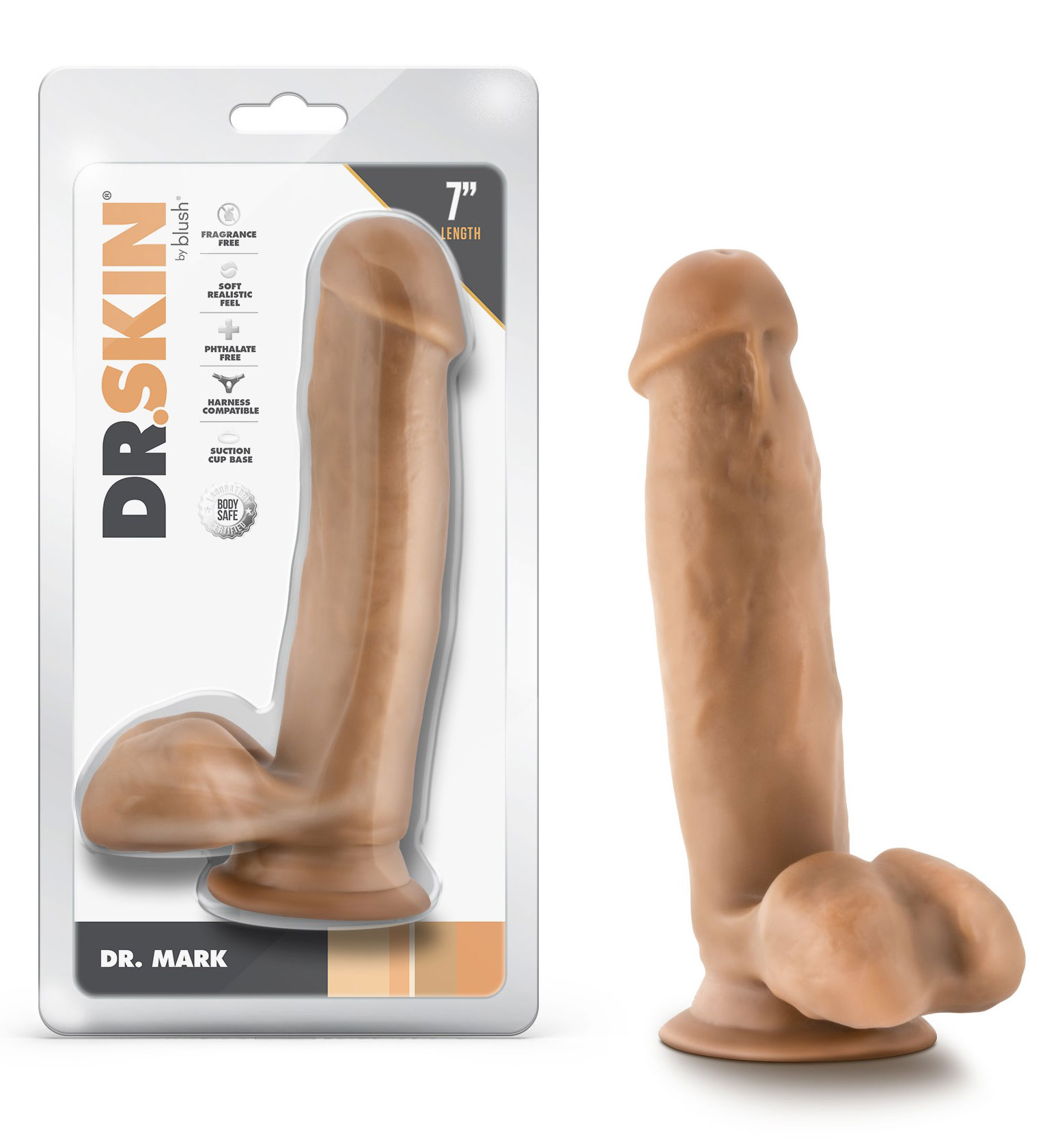 dr. skin dr. mark  inch dildo with balls  tan 