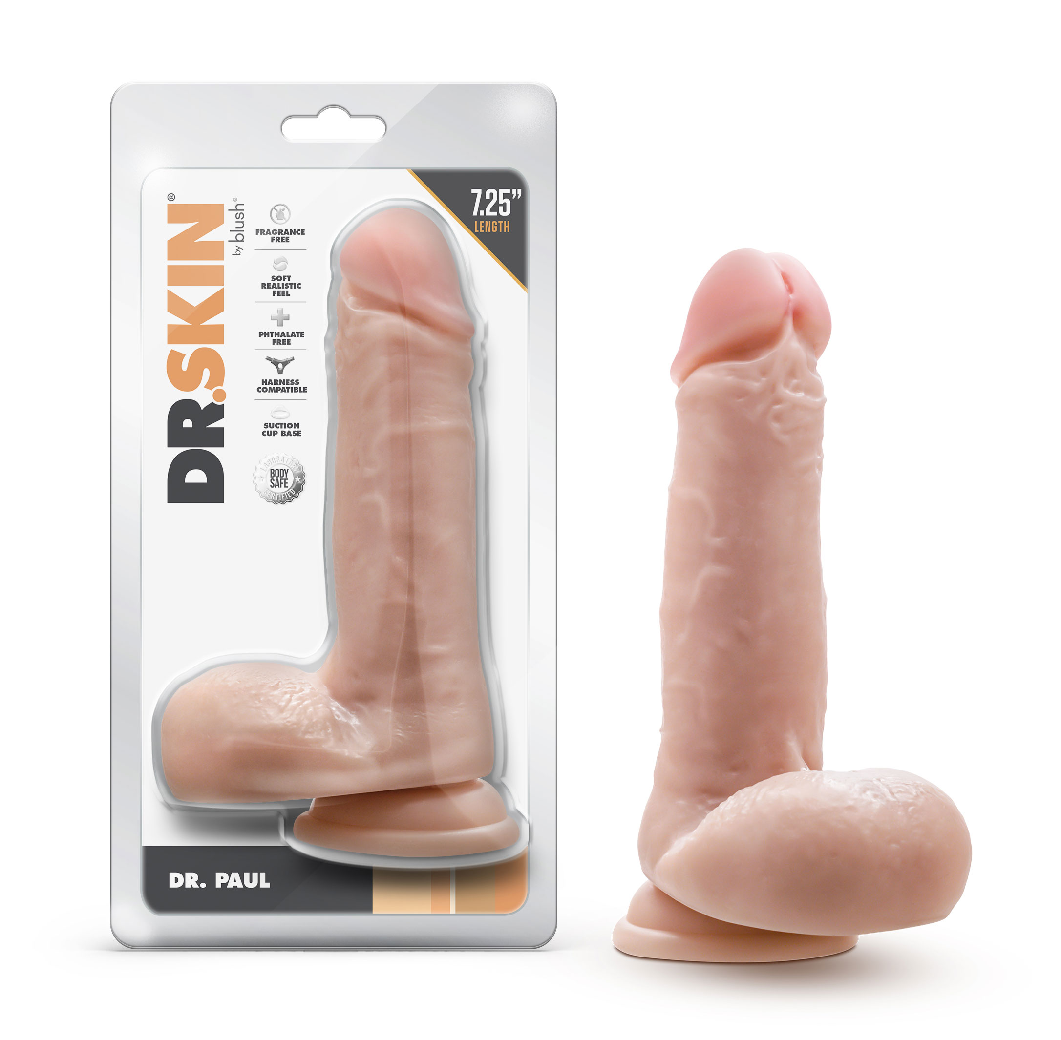 dr. skin dr. paul . inch dildo with balls beige 