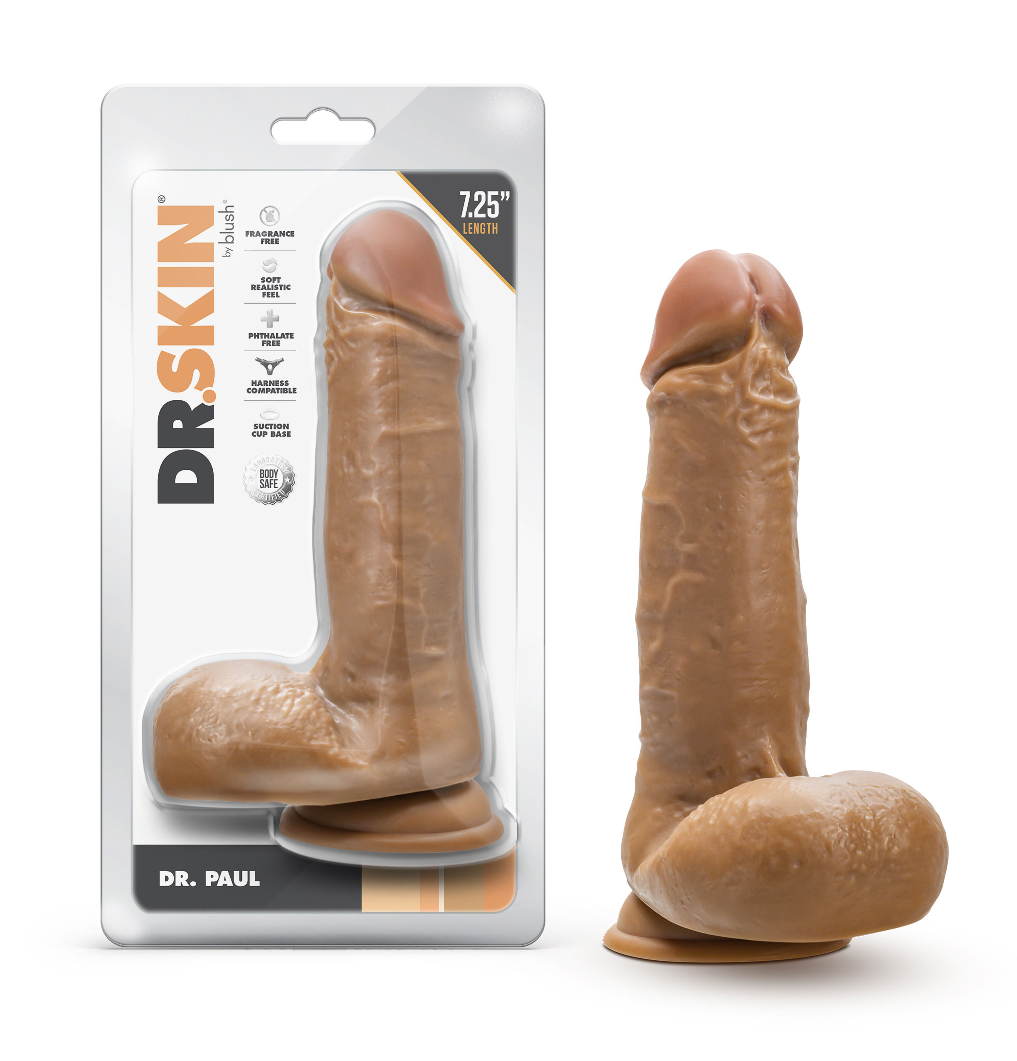 dr. skin dr. paul . inch dildo with balls tan 