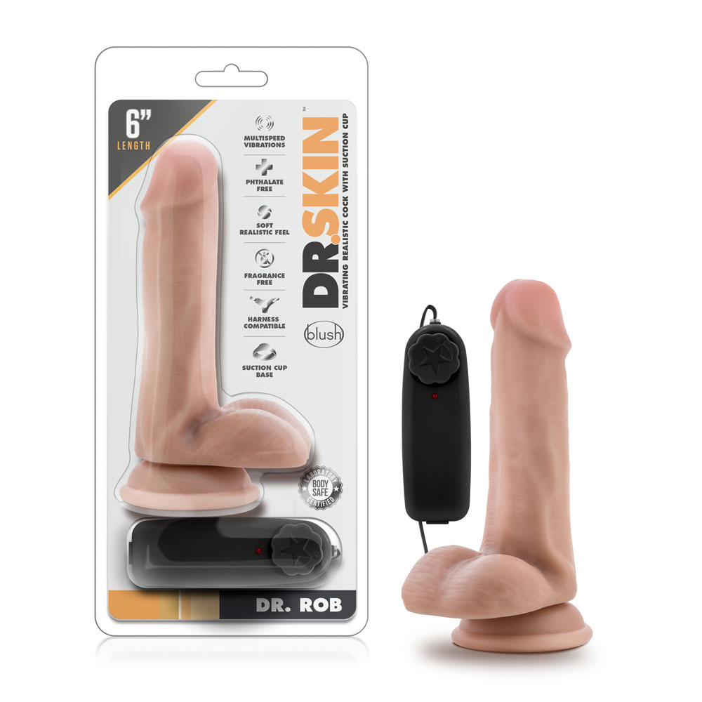 dr. skin dr. rob  inch vibrating cock with  suction cup vanilla 