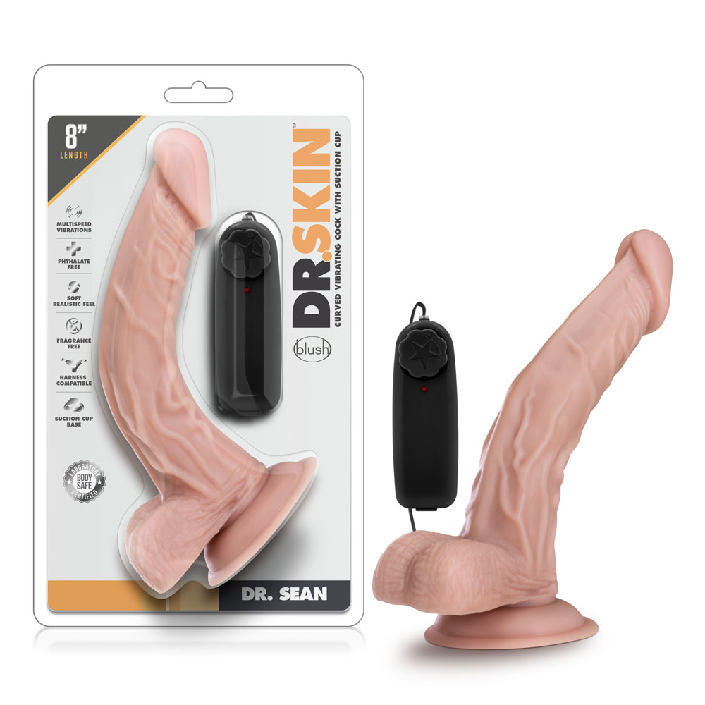 dr. skin dr. sean  inch vibrating cock with  suction cup vanilla 