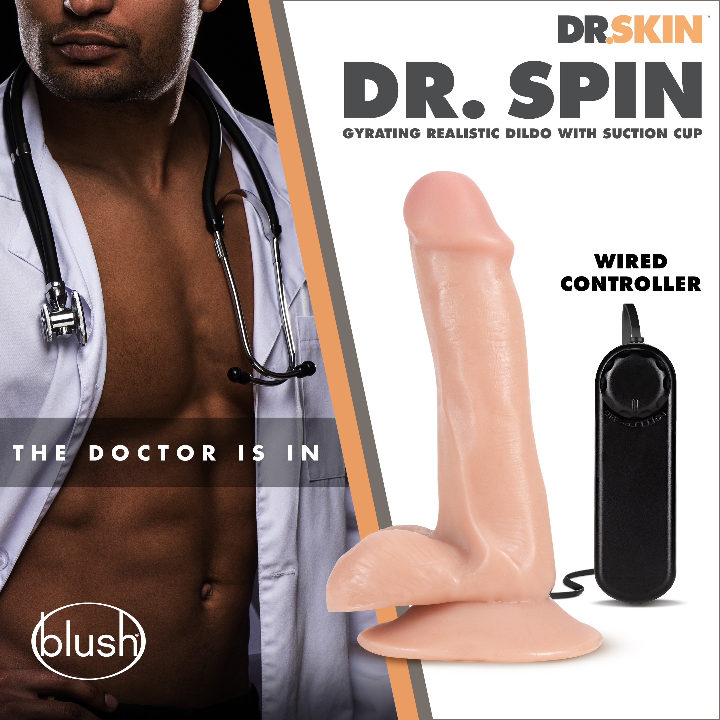 dr. skin dr. spin  inch gyrating realistic dildo vanilla 