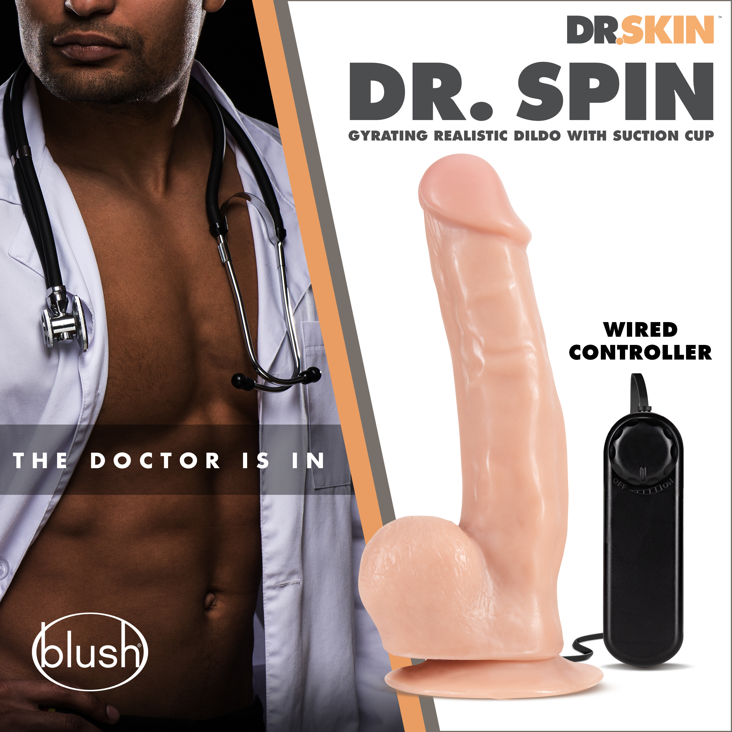 dr. skin dr. spin  inch gyrating realistic dildo vanilla 