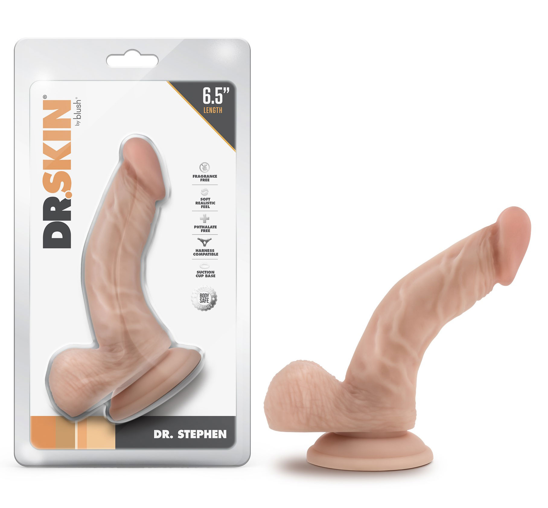 dr. skin dr. stephen . inch dildo with balls beige 