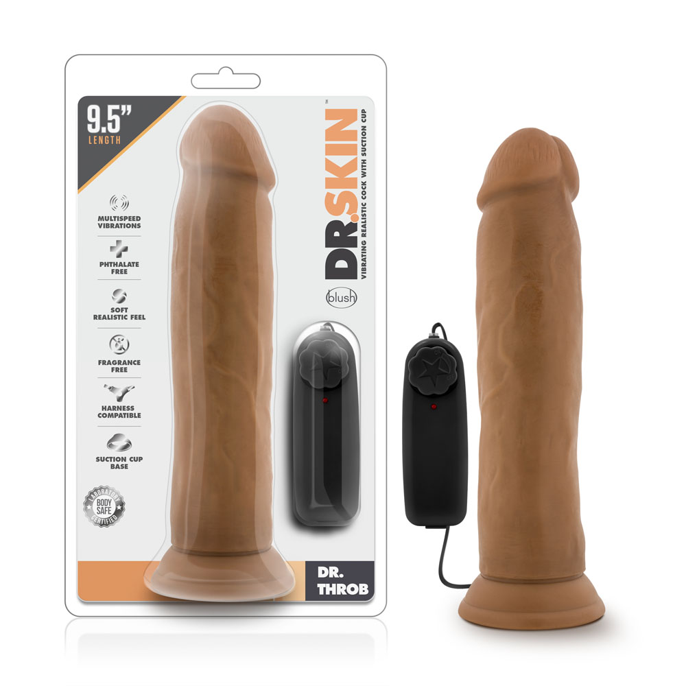 dr. skin dr. throb . inch vibrating  realistic cock with suction cup mocha 