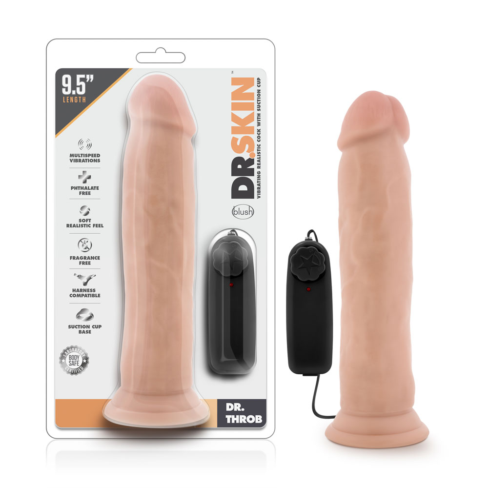dr. skin dr. throb . inch vibrating realistic cock with suction cup vanilla 
