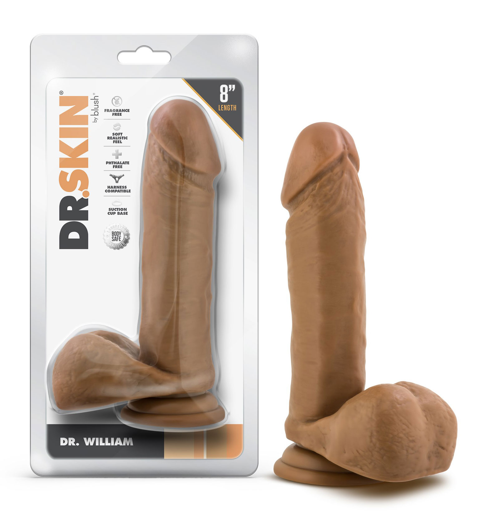 dr. skin dr. william  inch dildo with balls tan 