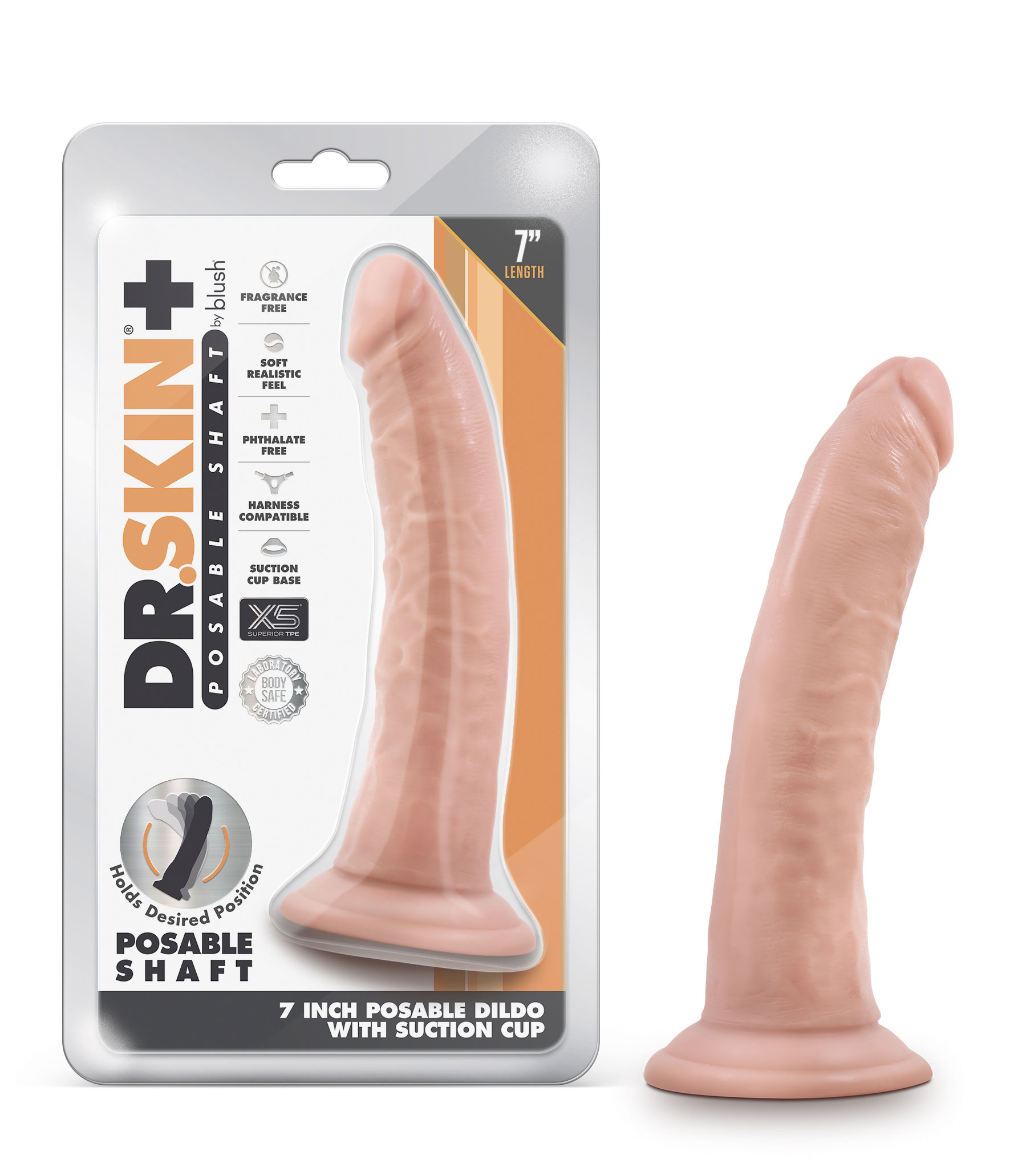 dr. skin plus  inch posable dildo vanilla 