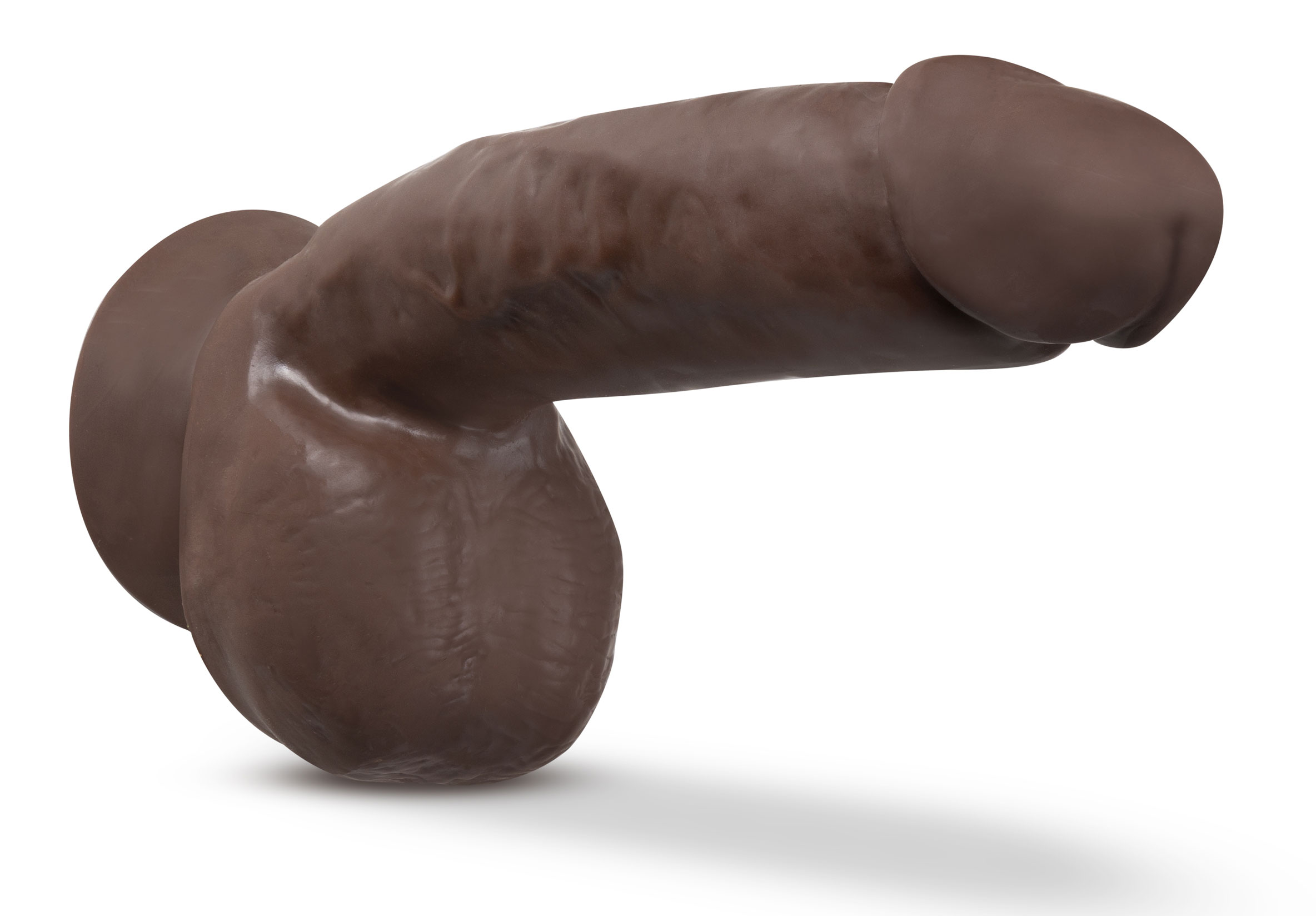 dr. skin plus  inch thick poseable dildo with  squeezable balls chocolate 