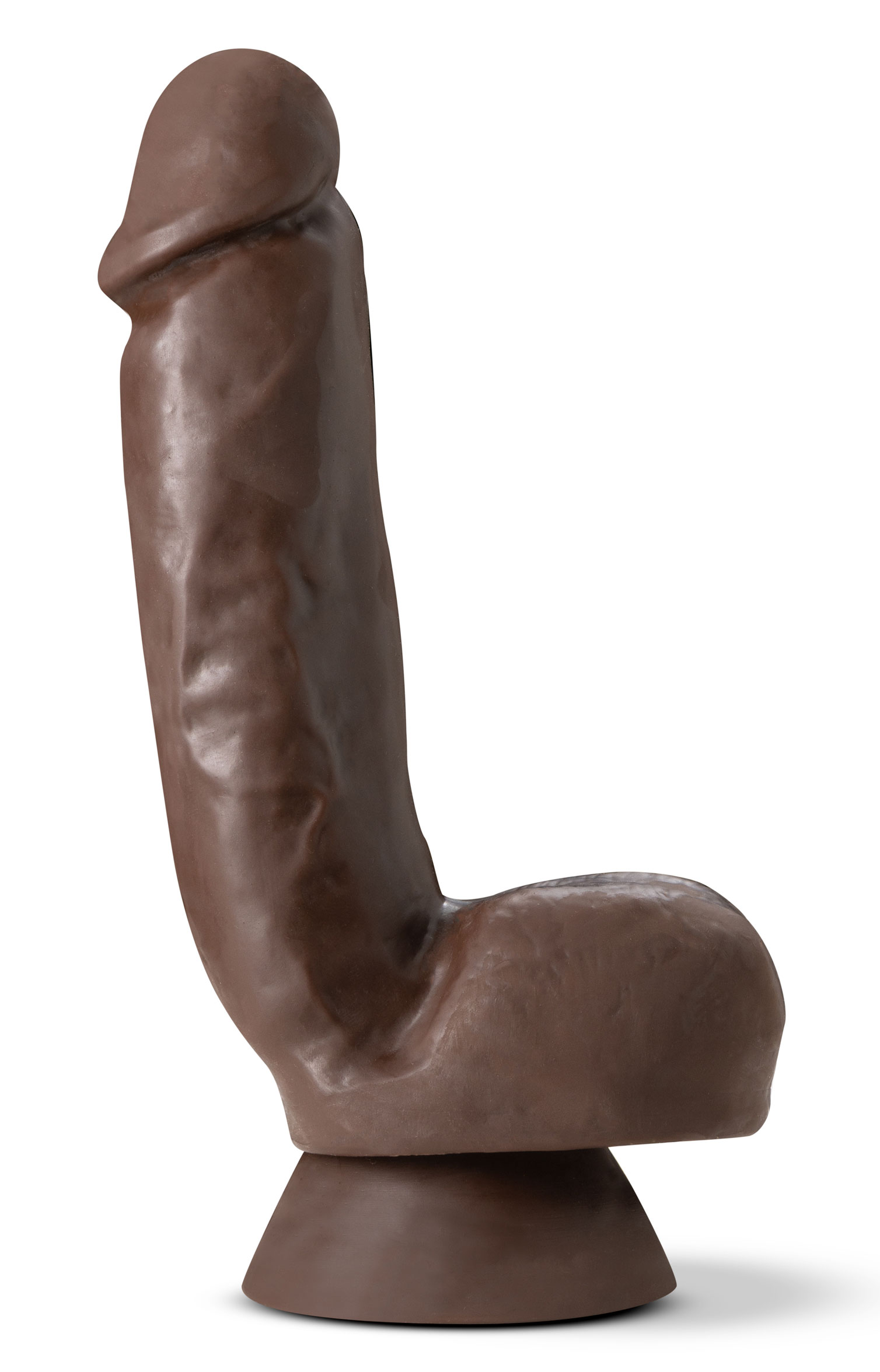 dr. skin plus  inch thick poseable dildo with  squeezable balls chocolate 