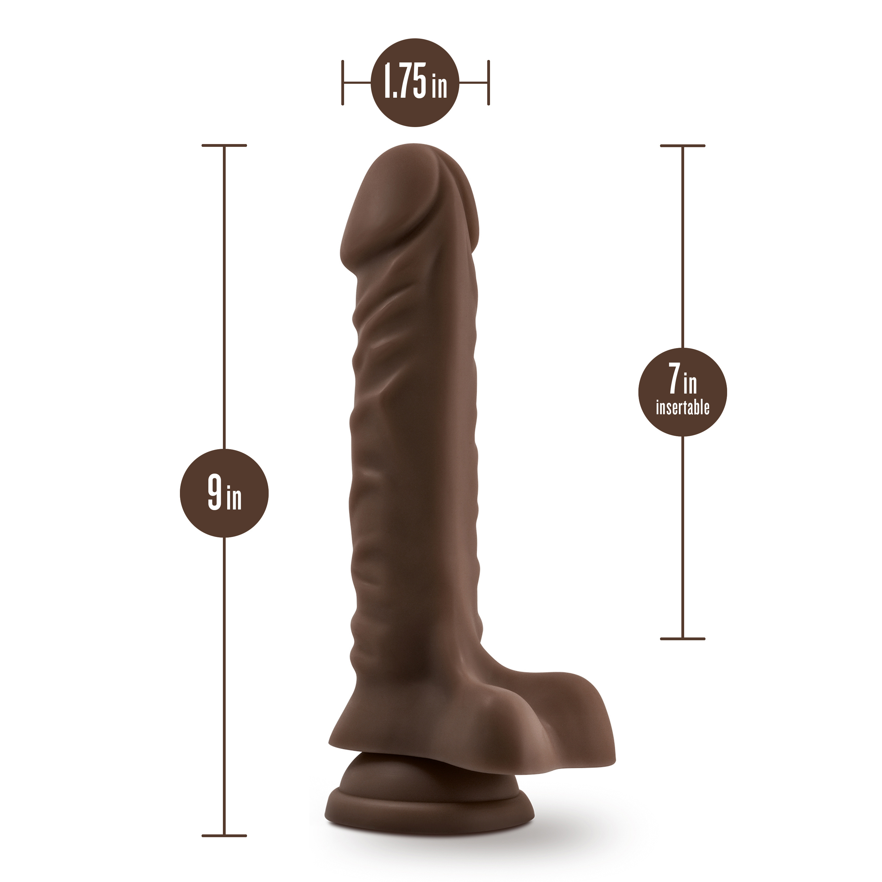 dr. skin plus  inch posable dildo with balls  chocolate 