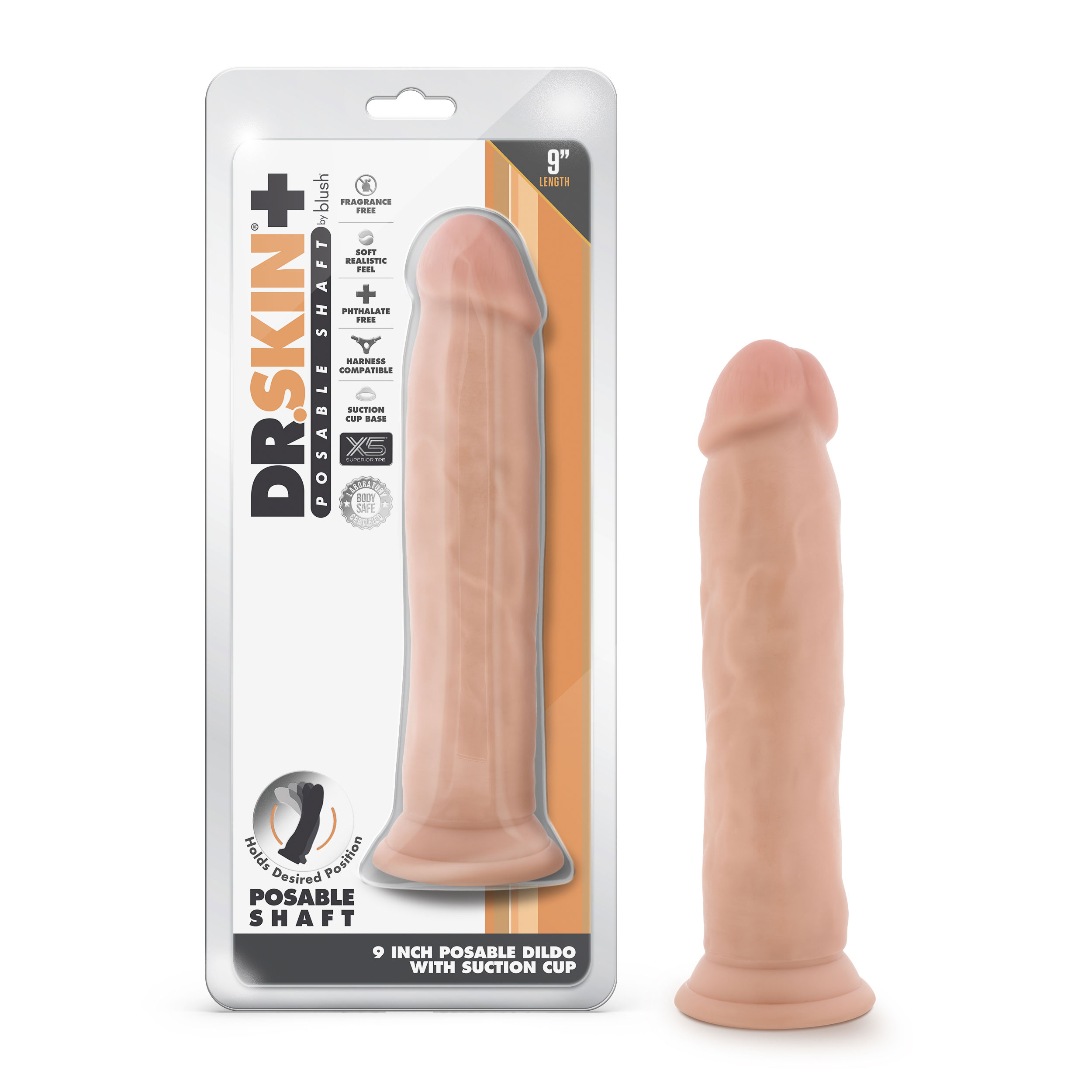 dr. skin plus  inch posable thick dildo vanilla 