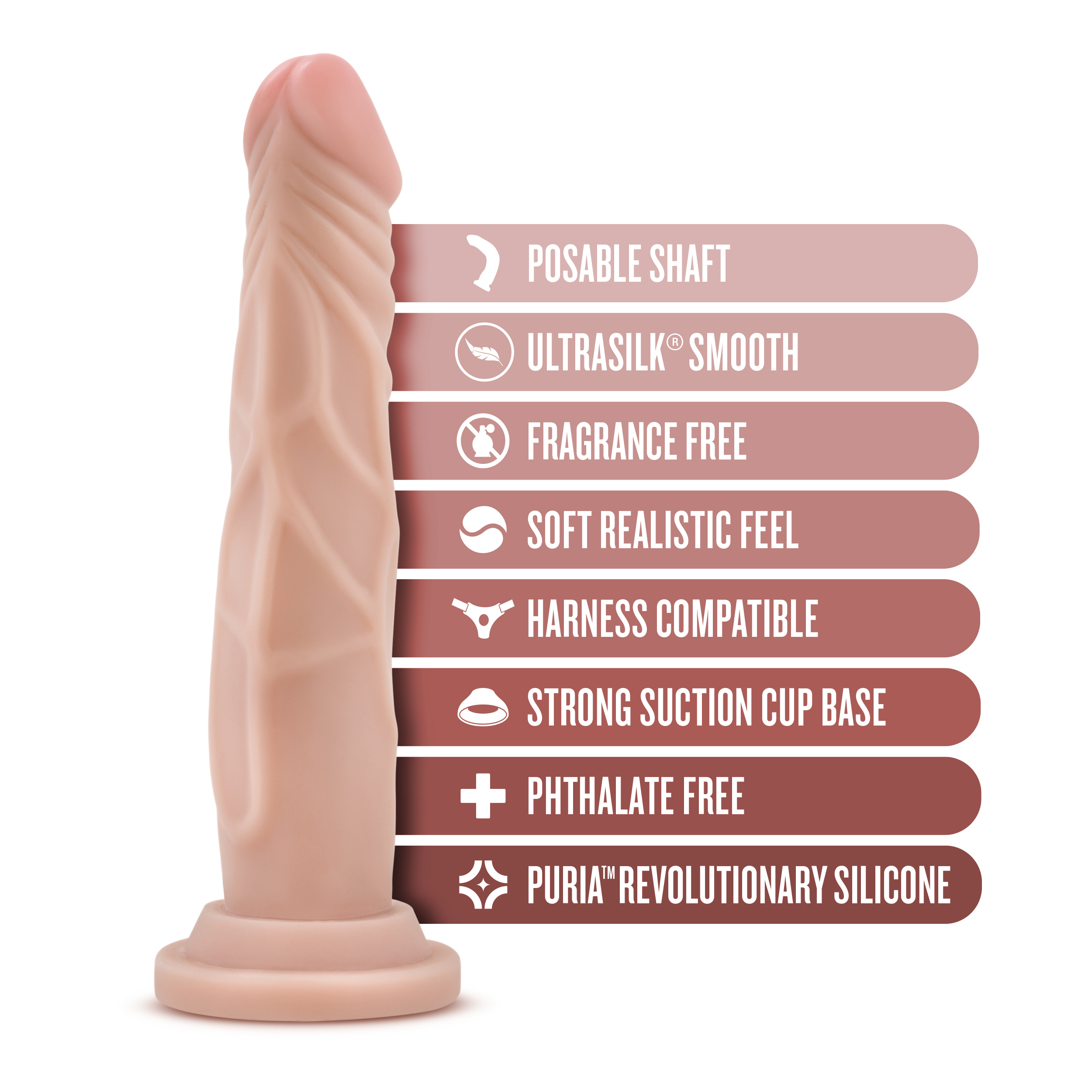 dr. skin silicone dr. carter  inch dong with suction cup vanilla 