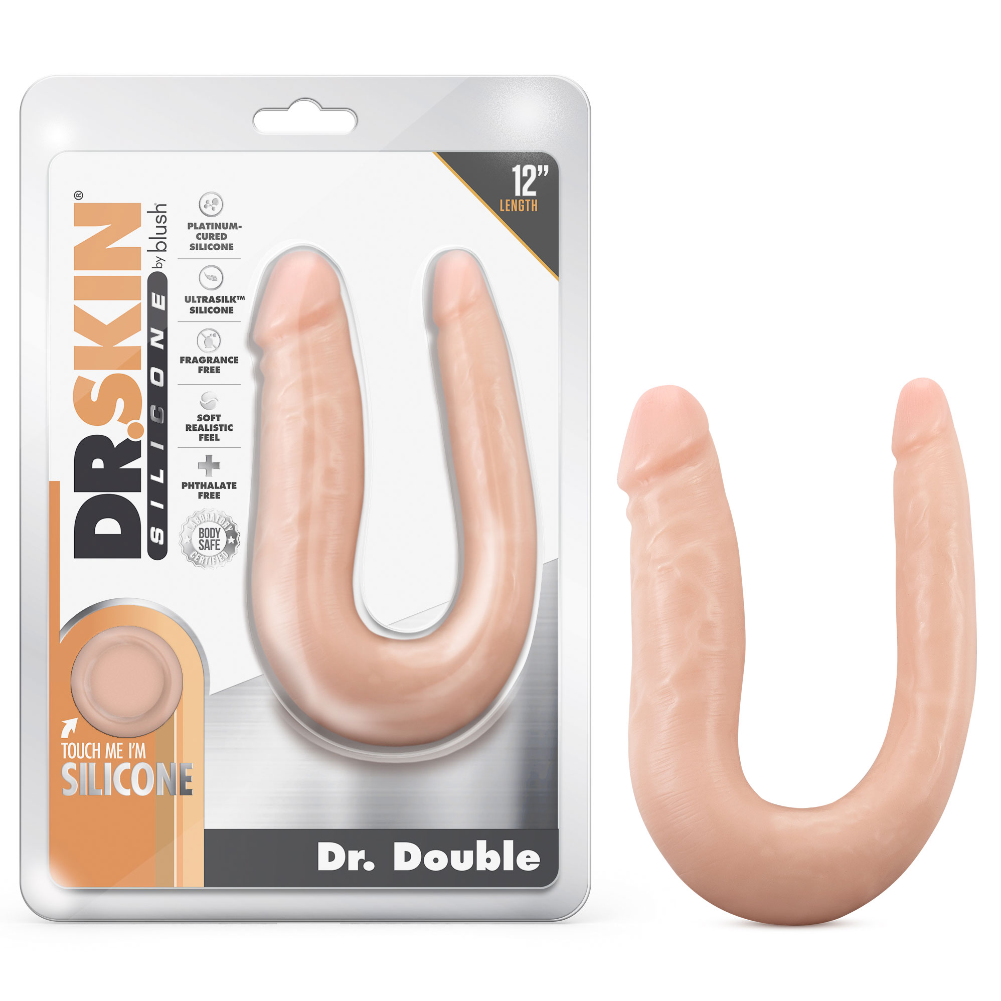 dr. skin silicone dr. double  inch double  dong vanilla 