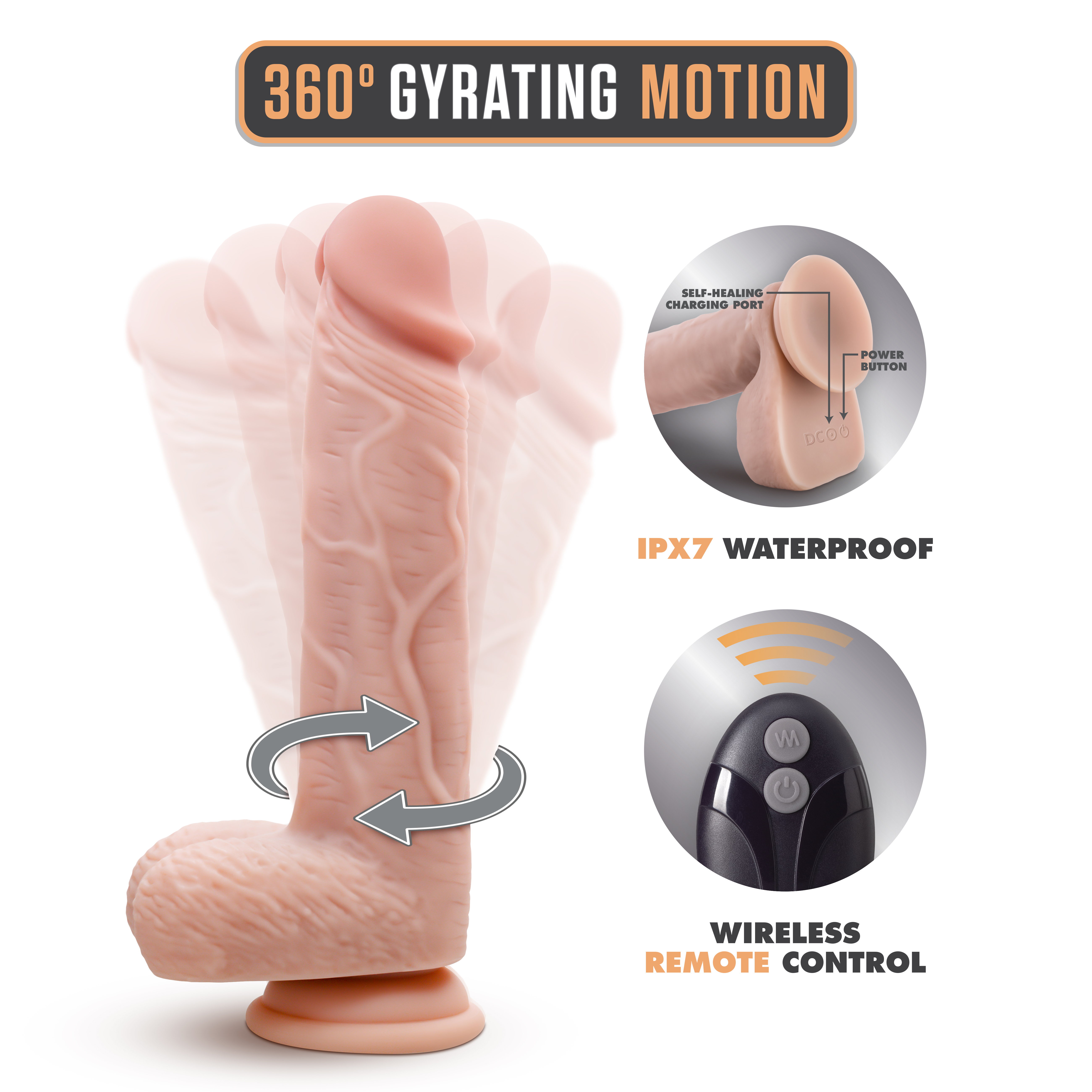 dr. skin silicone dr. ethan . inch gyrating  dildo beige 