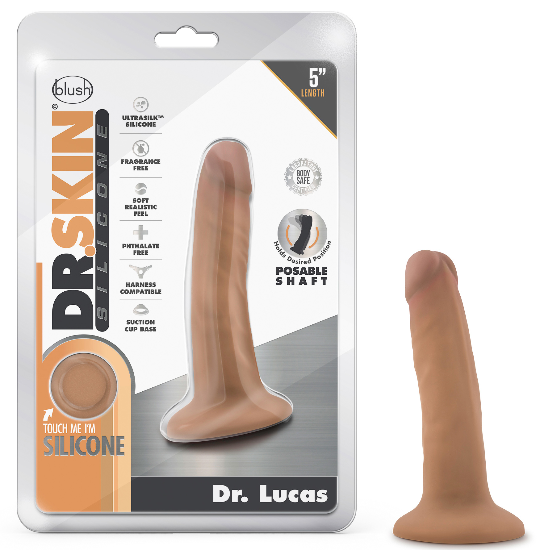 dr. skin silicone dr. lucas  inch dong with  suction cup mocha 