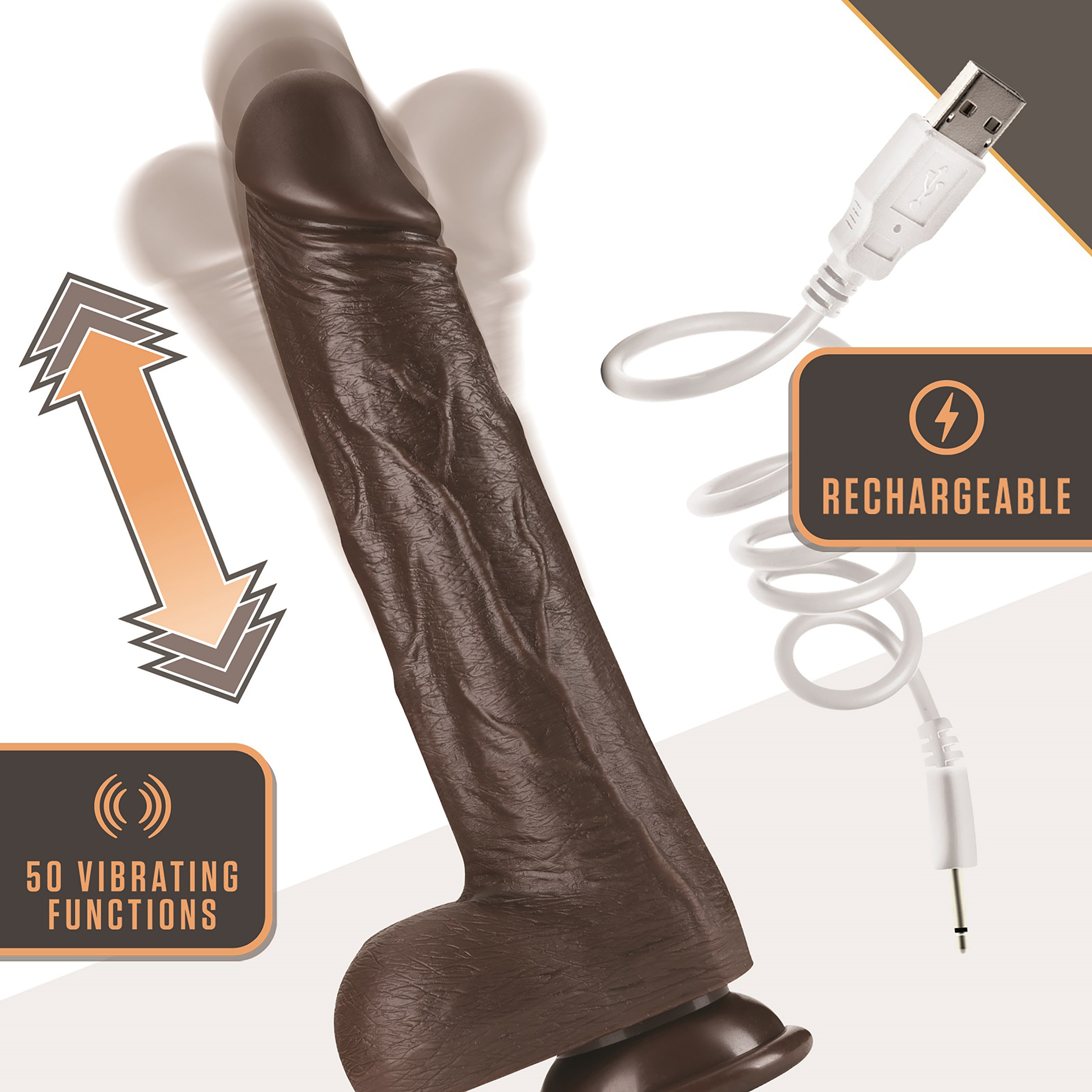 dr. skin silicone dr. murphy  inch thrusting  dildo chocolate 