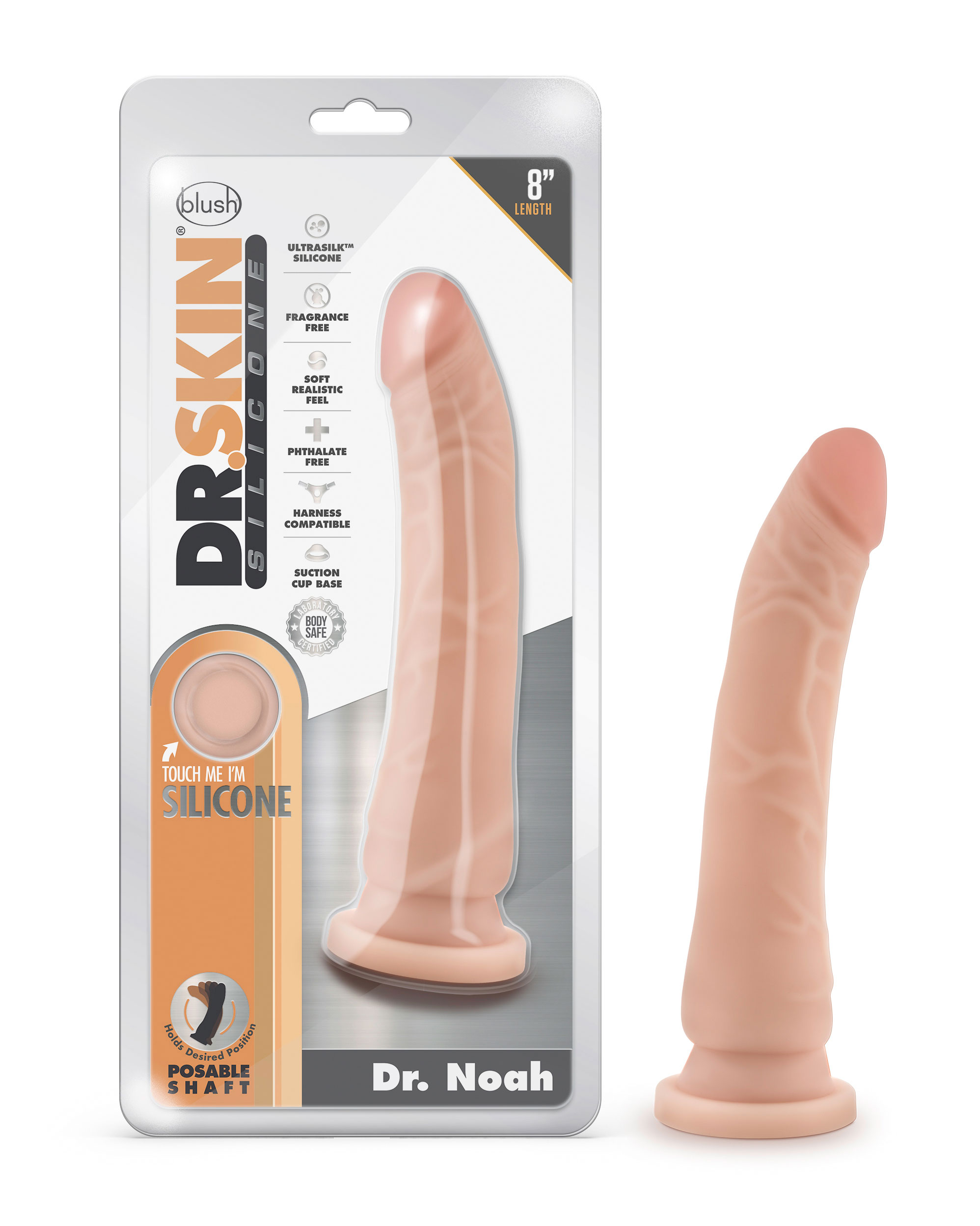 dr. skin silicone dr. noah  inch dong with    suction cup vanilla 