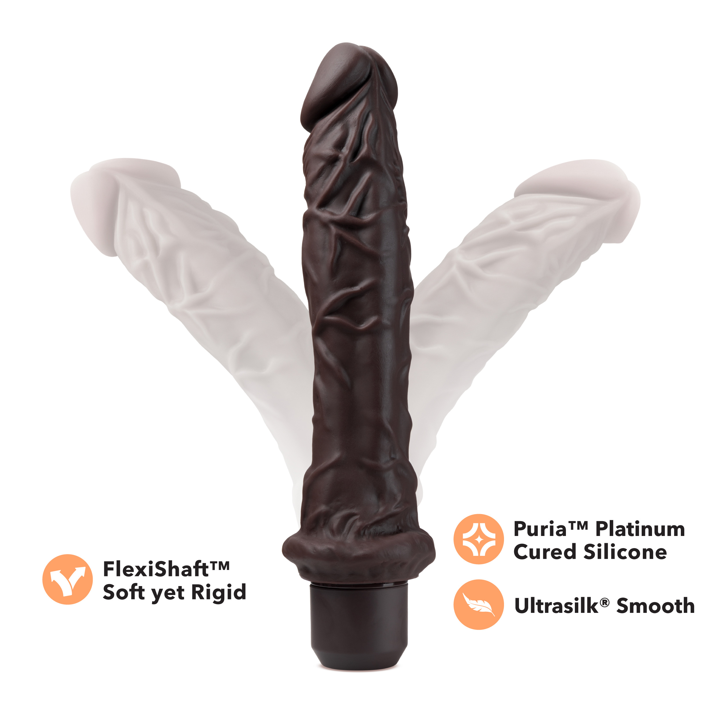 dr. skin silicone dr. richard  inch vibrating dildo brown 