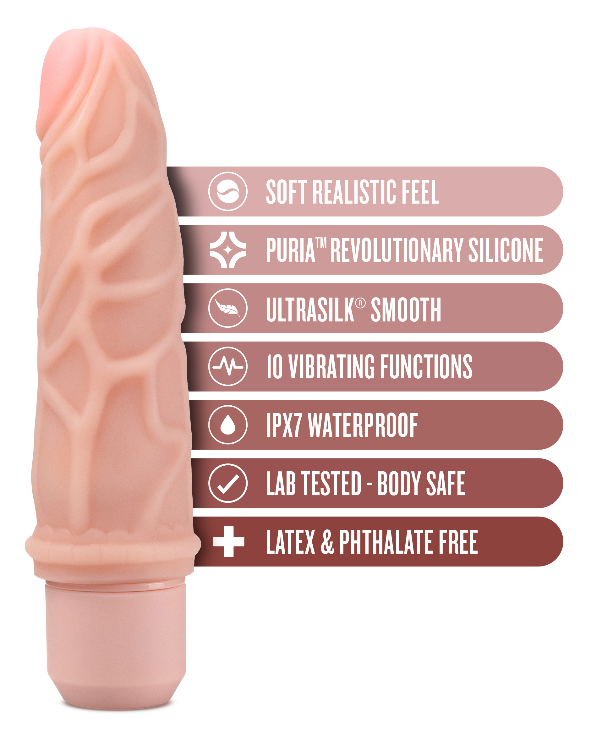 dr. skin silicone dr. robert  inch vibrating  dildo  beige 