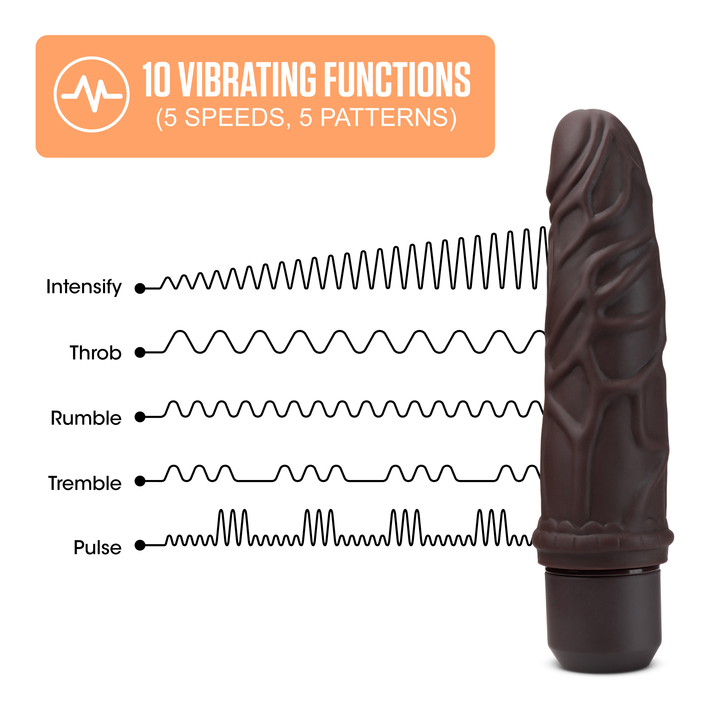 dr. skin silicone dr. robert  inch vibrating  dildo brown 