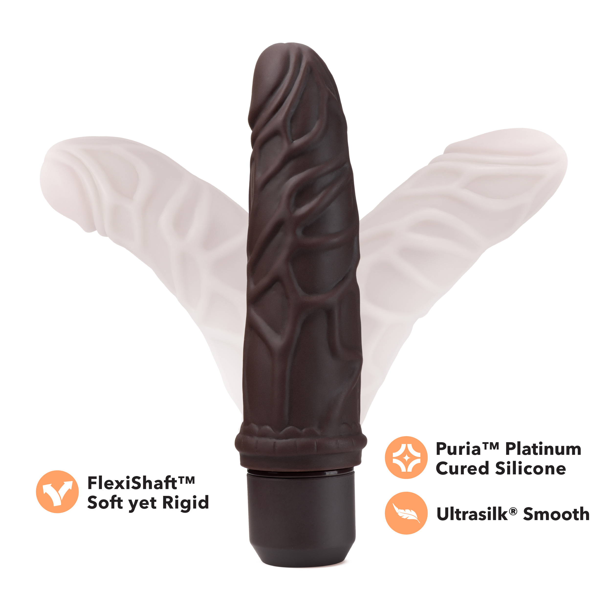 dr. skin silicone dr. robert  inch vibrating  dildo brown 