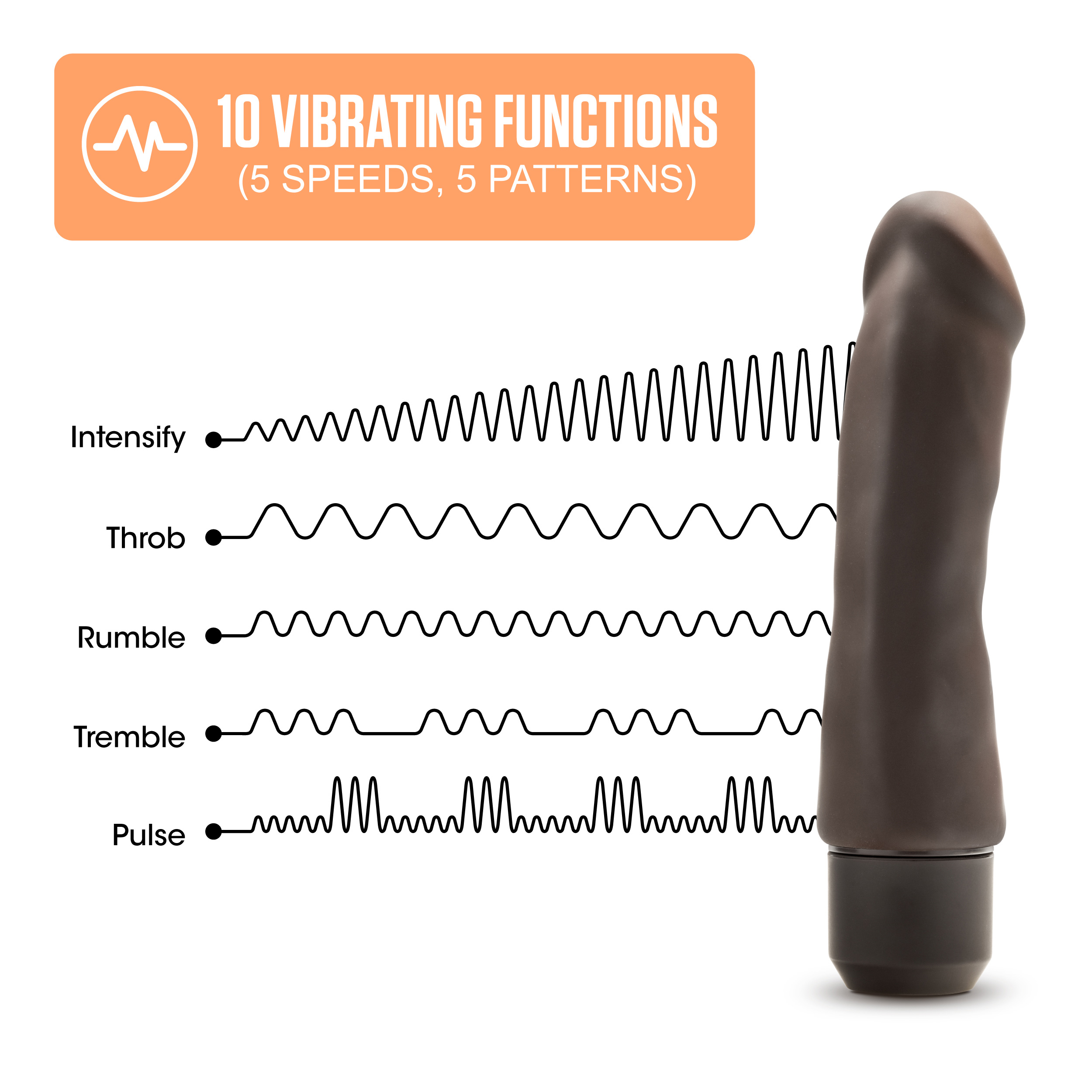 dr. skin silicone – dr. steve  inch vibrating  dildo brown 