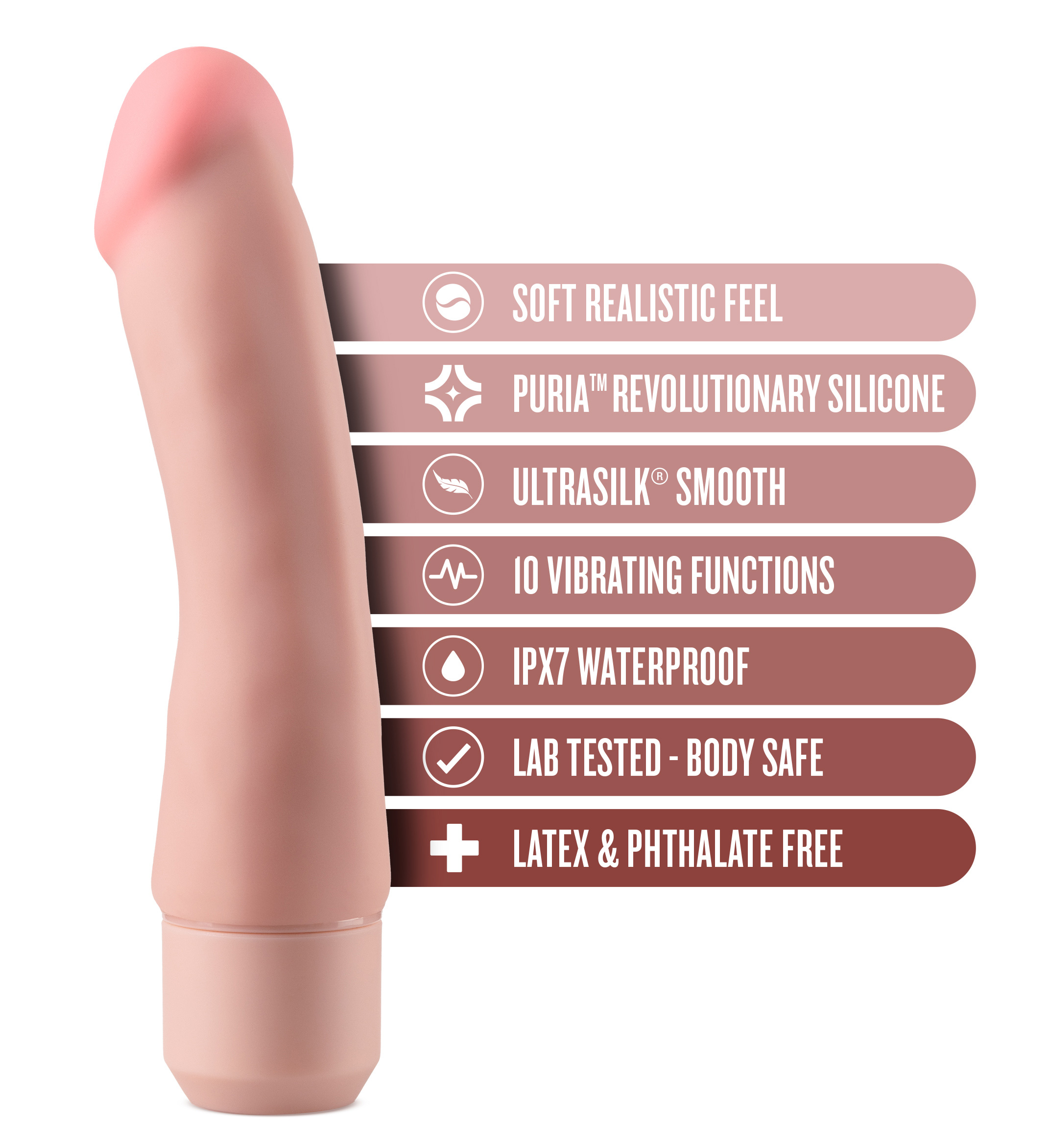 dr. skin silicone – dr. steve  inch vibrating dildo beige 