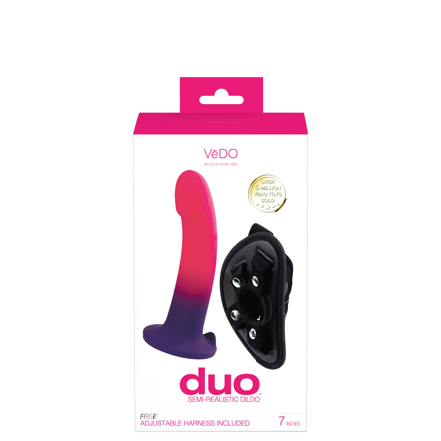 duo semi realistic dildo with harness pink purple 