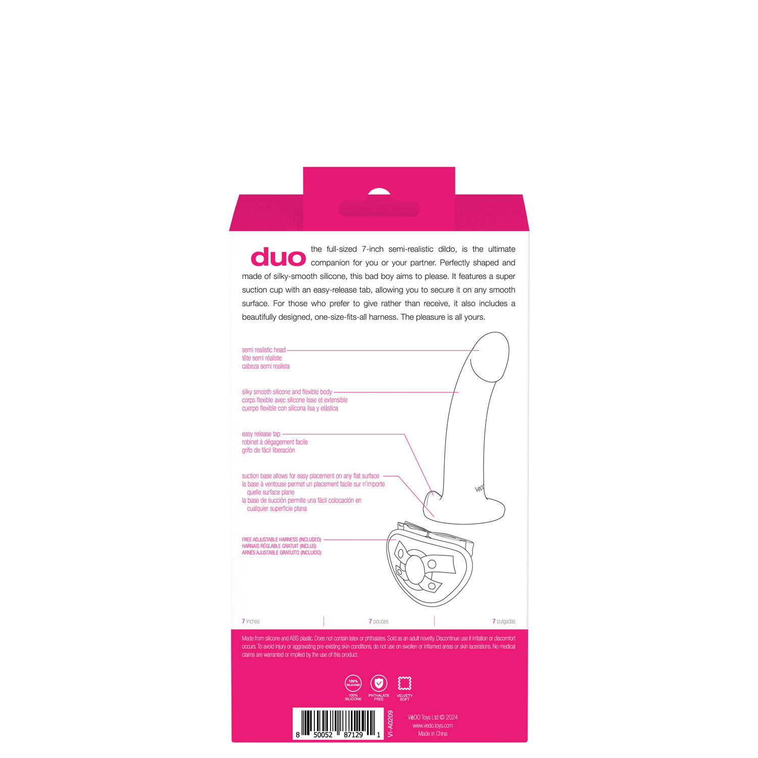 duo semi realistic dildo with harness pink purple 