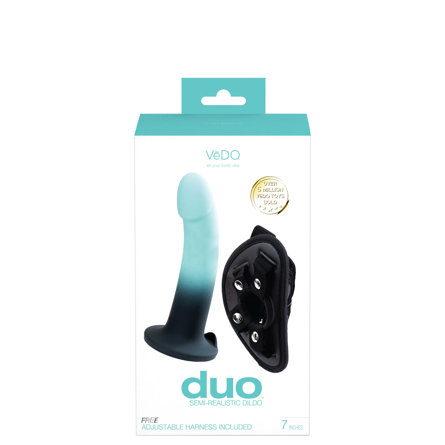 duo semi realistic dildo with harness turquoise black 