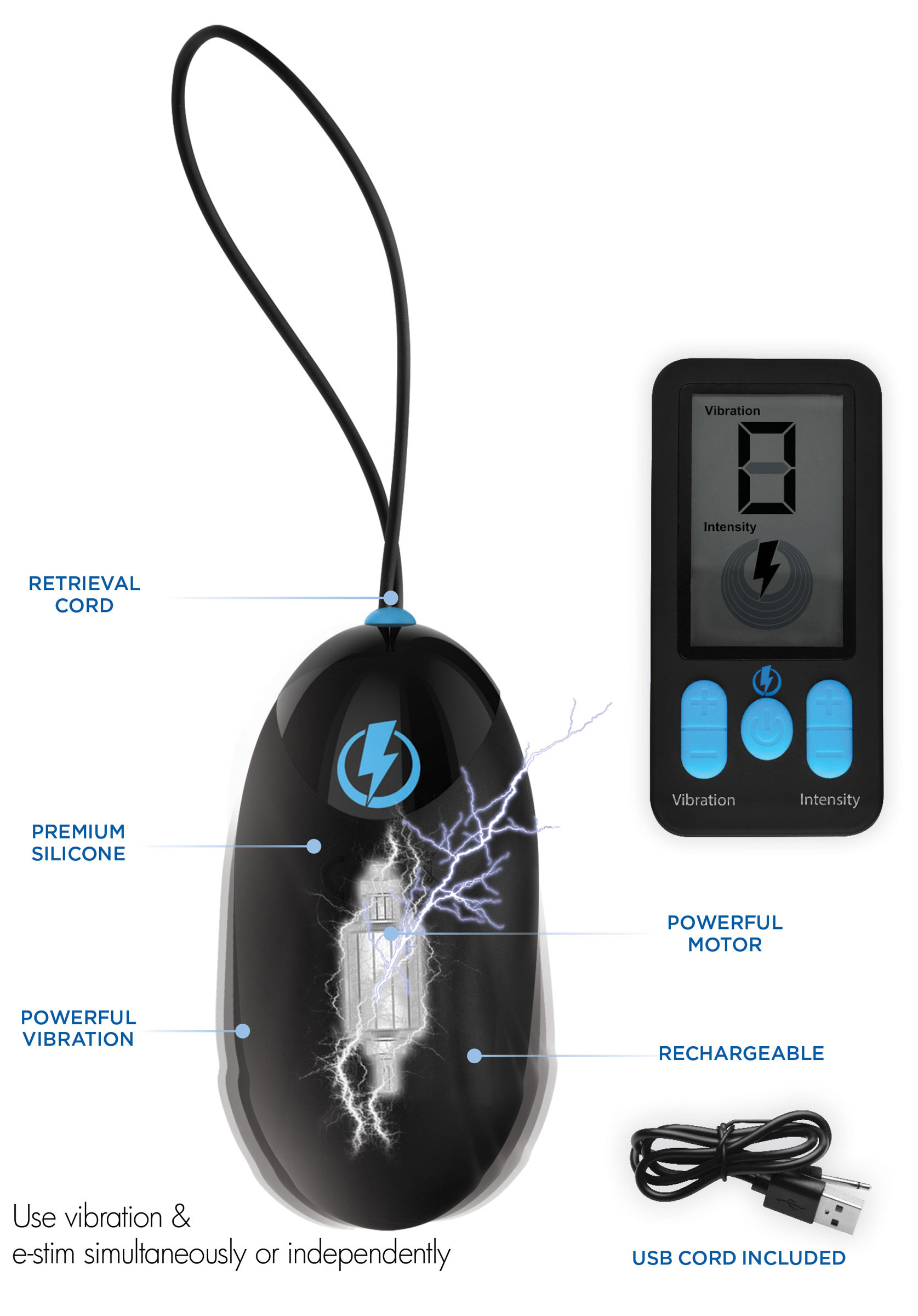 e stim pro silicone vibrating egg with remote  control black 