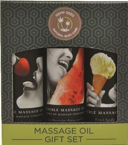 edible massage oil gift set box  fl oz bottles strawberry watermelon vanilla 