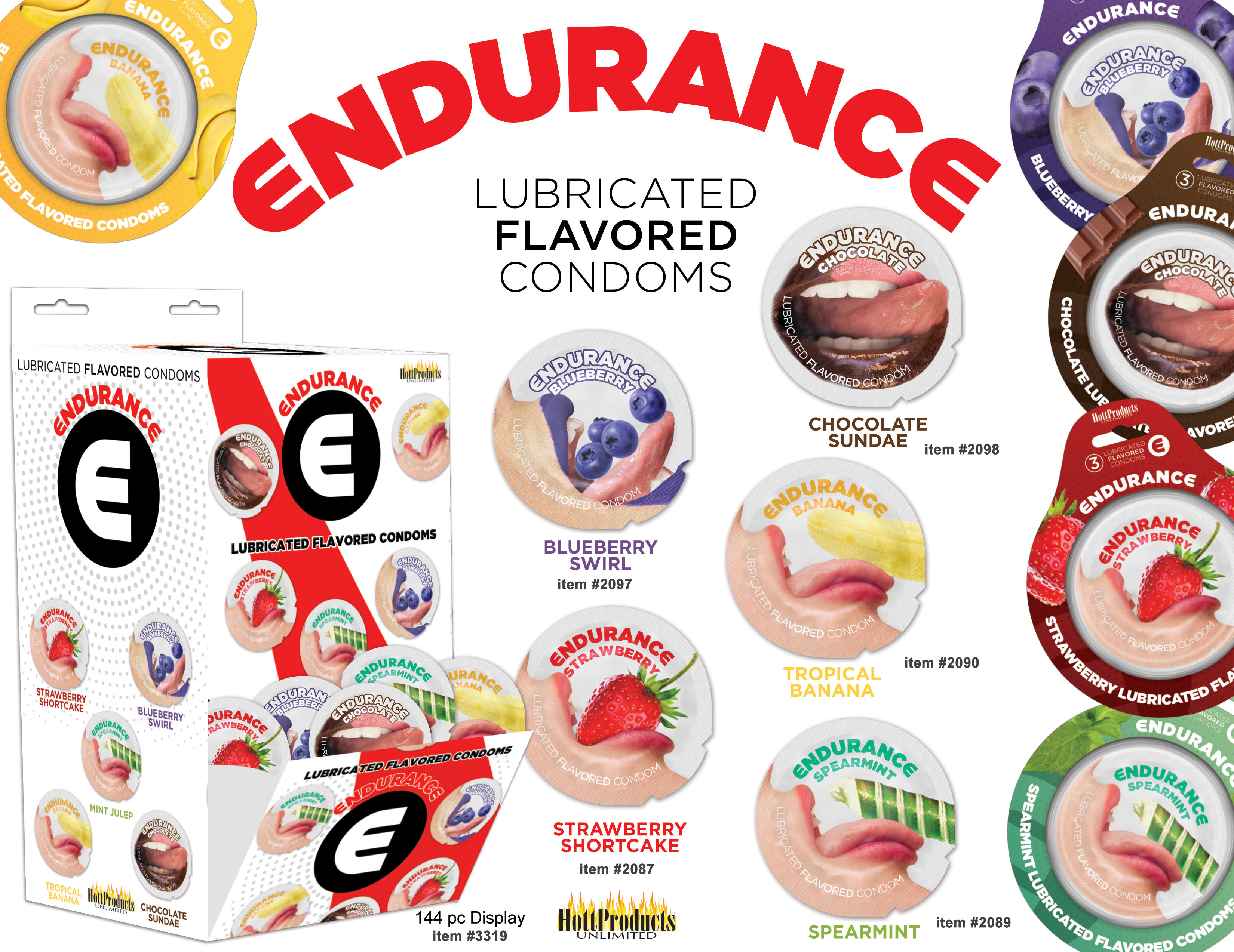 endurance condoms  count wall mount display  assorted flavors 