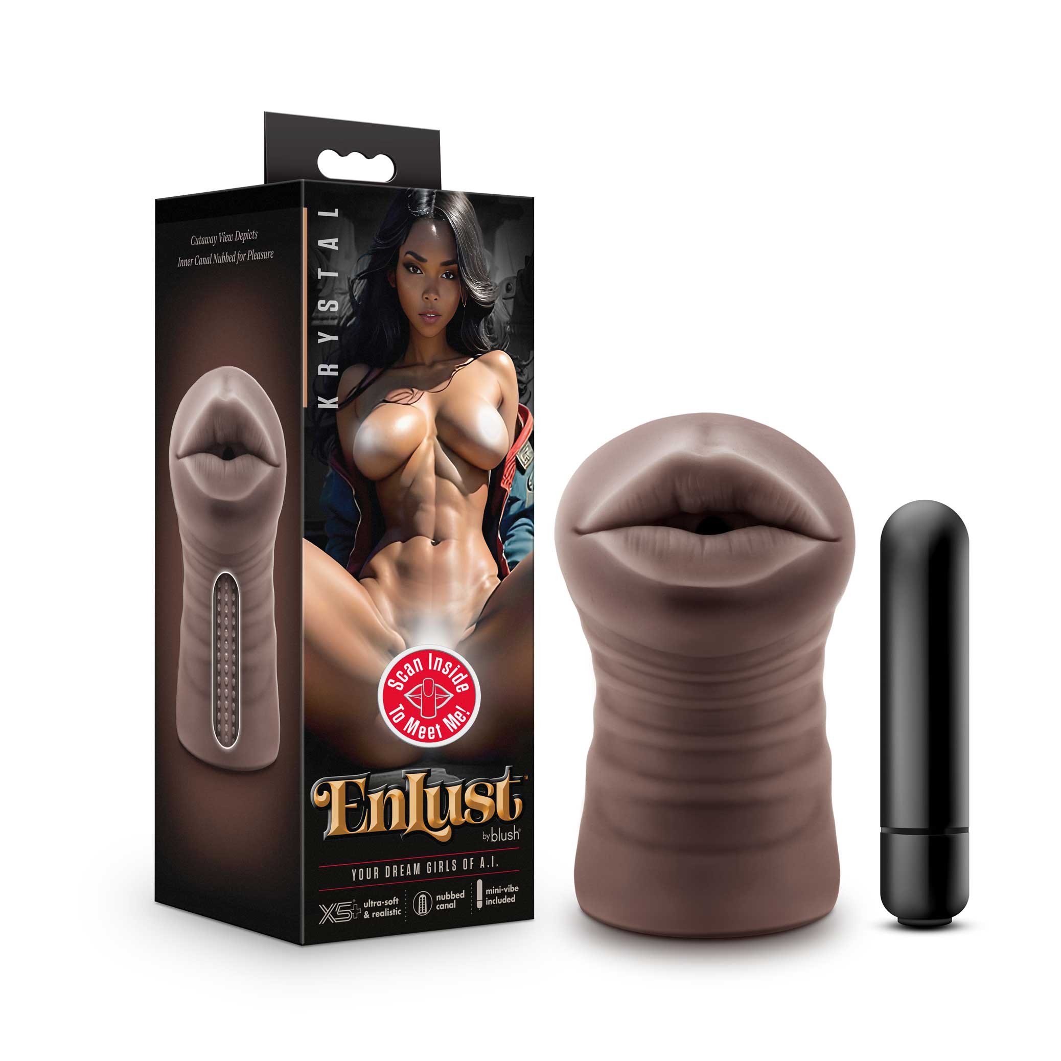 enlust krystal vibrating stroker brown 