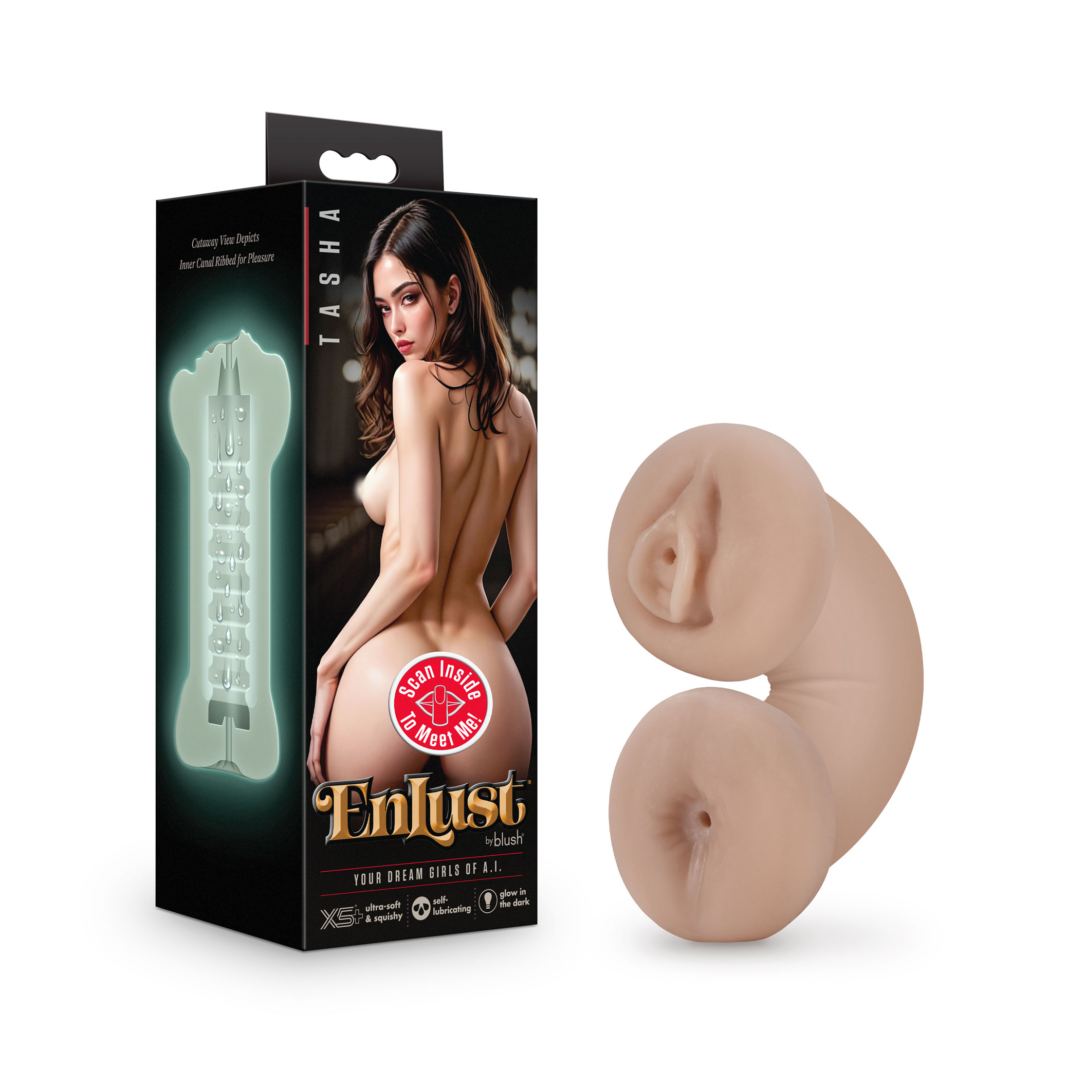 enlust tasha soft and wet glow in the dark  stroker beige 