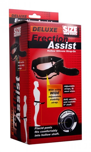 erection assist hollow strap on black 