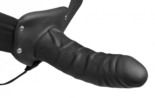 erection assist hollow strap on black 