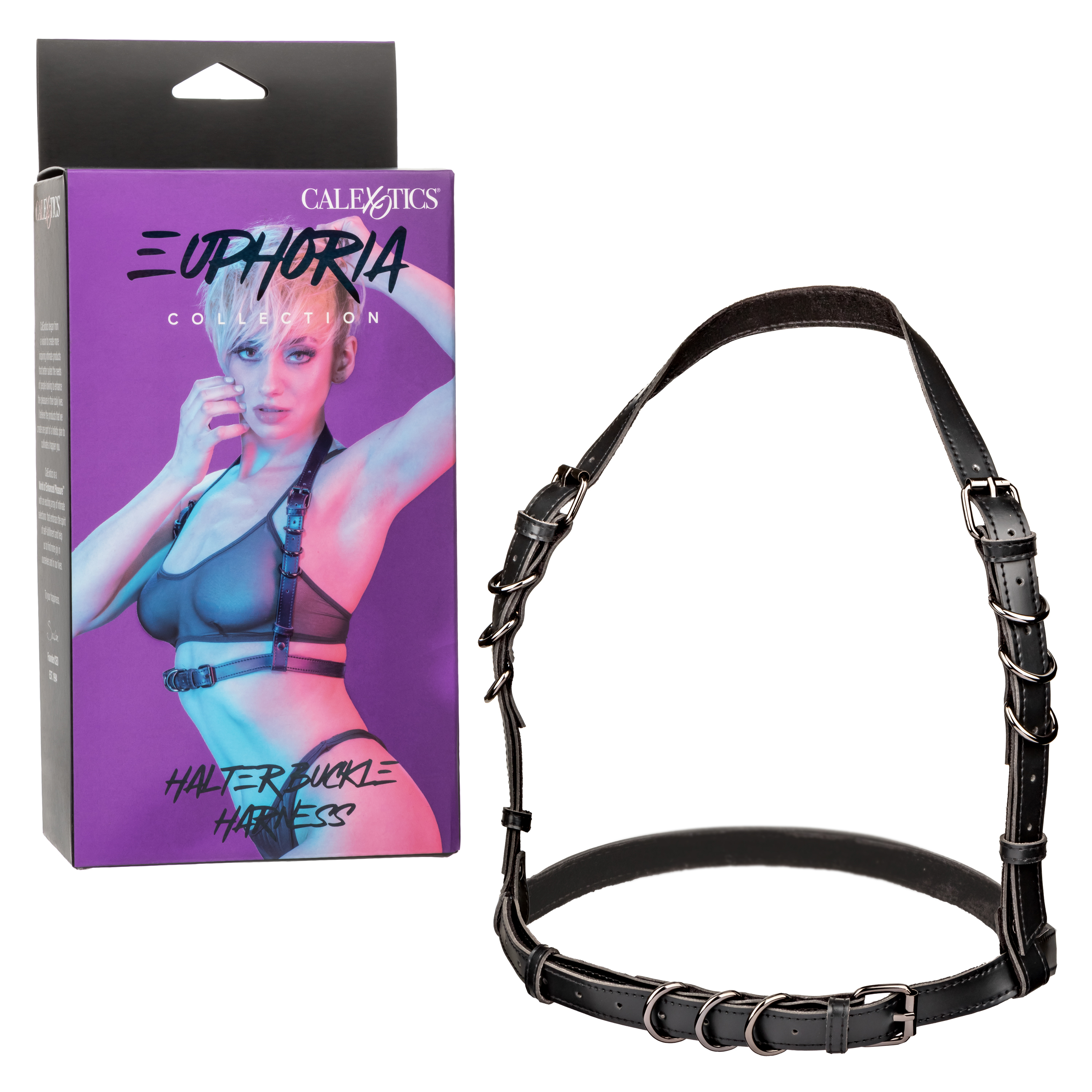 euphoria collection halter buckle harness black 