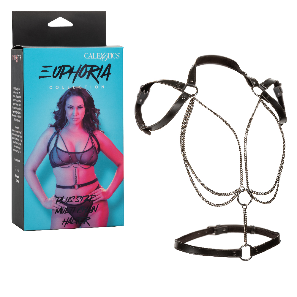 euphoria collection plus size multi chain halter black 