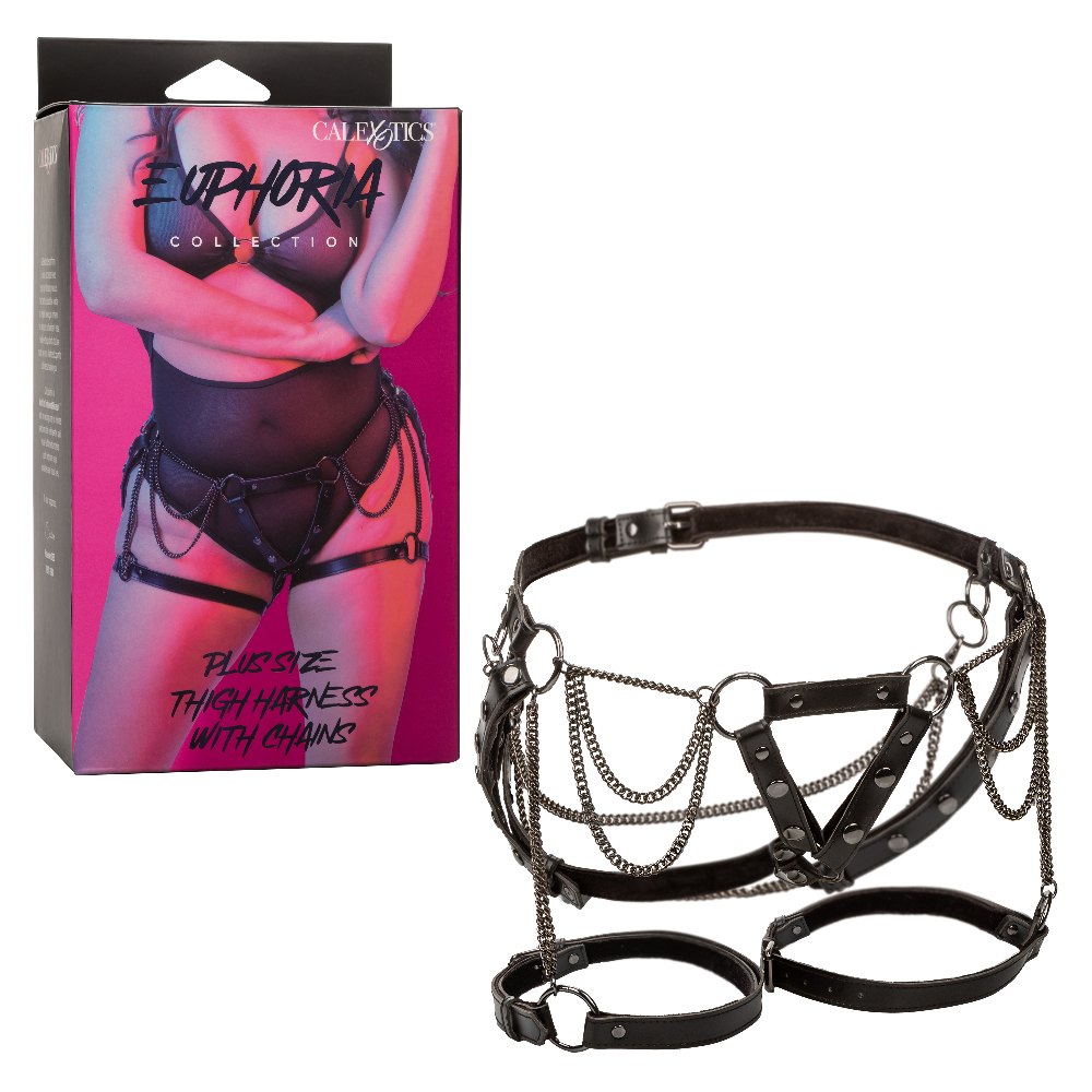 euphoria collection plus size thigh harness with chains black 