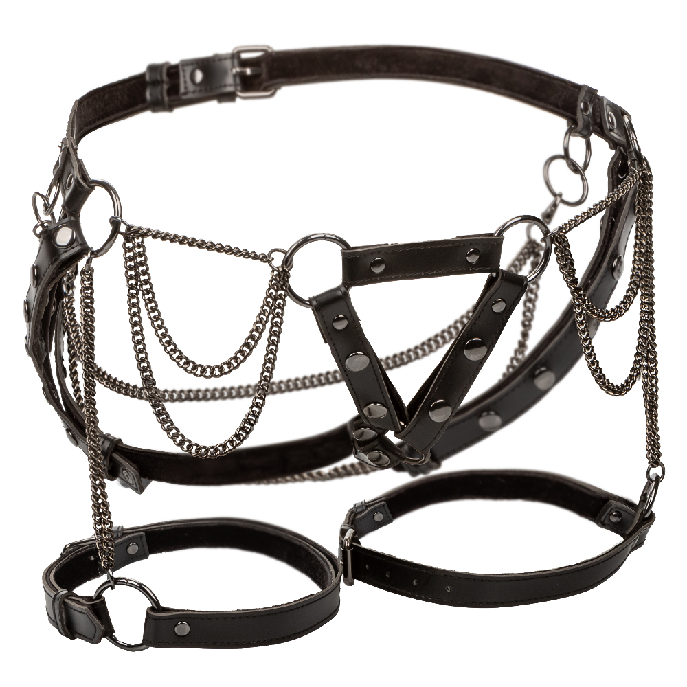 euphoria collection thigh harness with chains black 