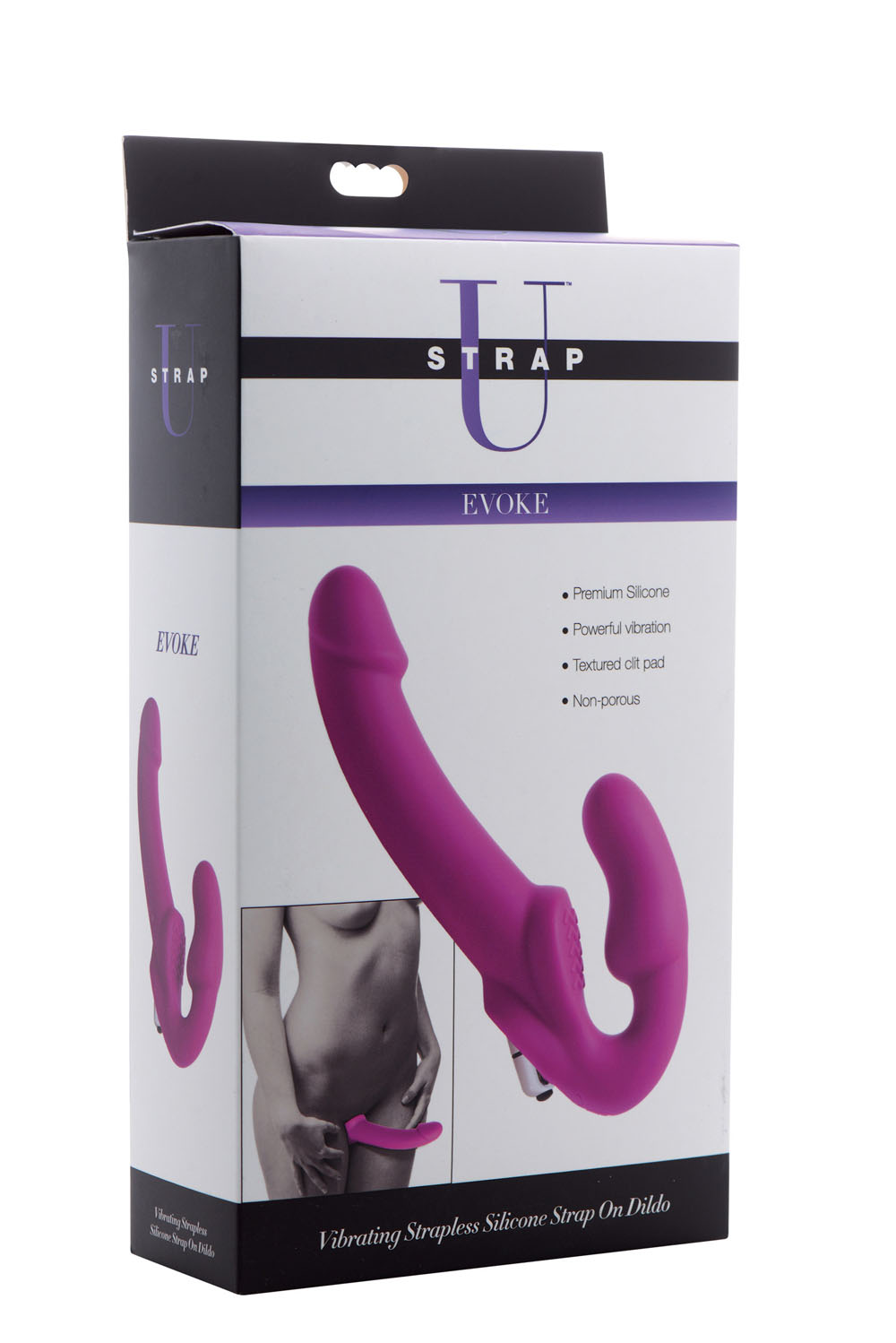 evoke vibrating strapless silicone strap on dildo 