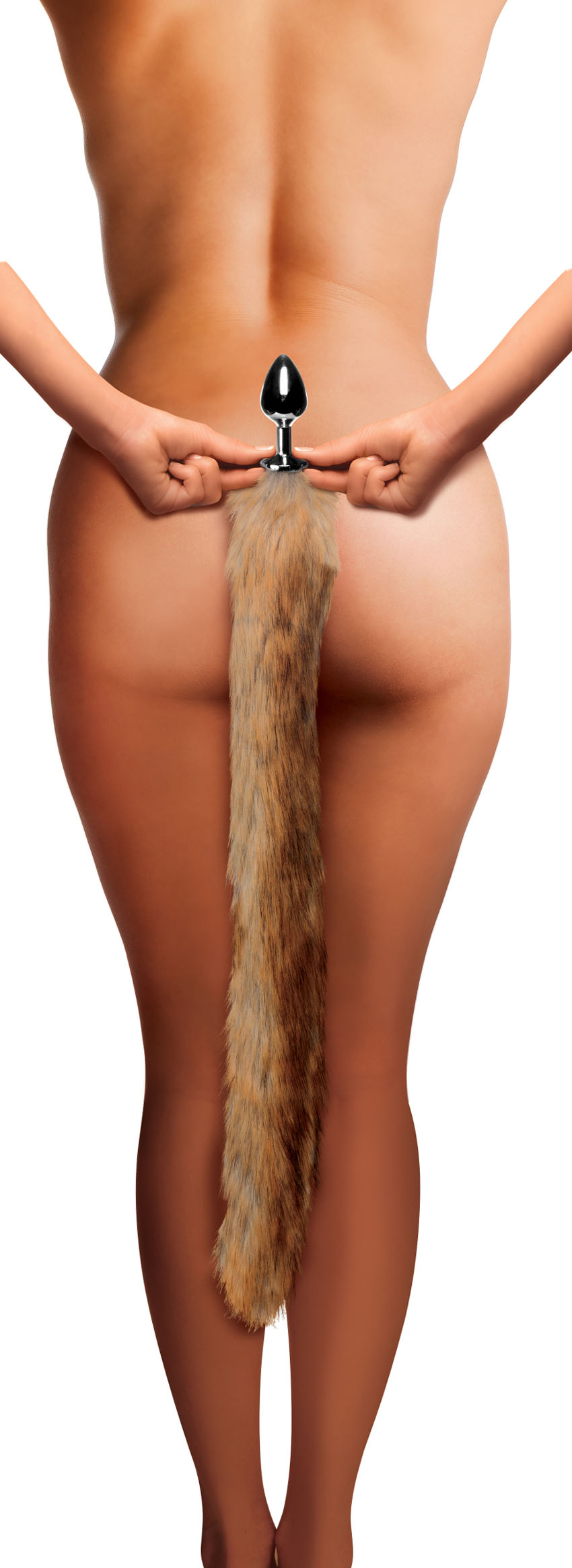 extra long mink tail metal anal plug 