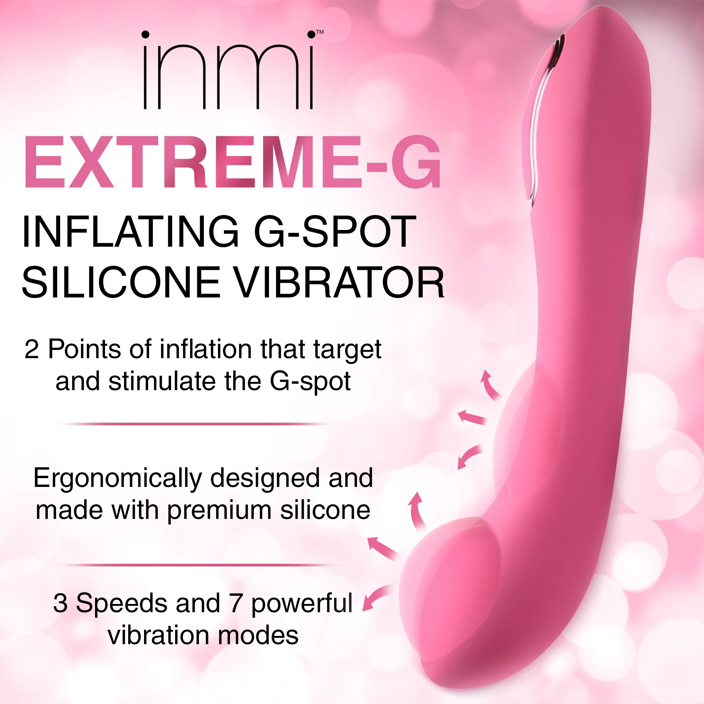 extreme g inflating g spot silicone vibrator  pink 