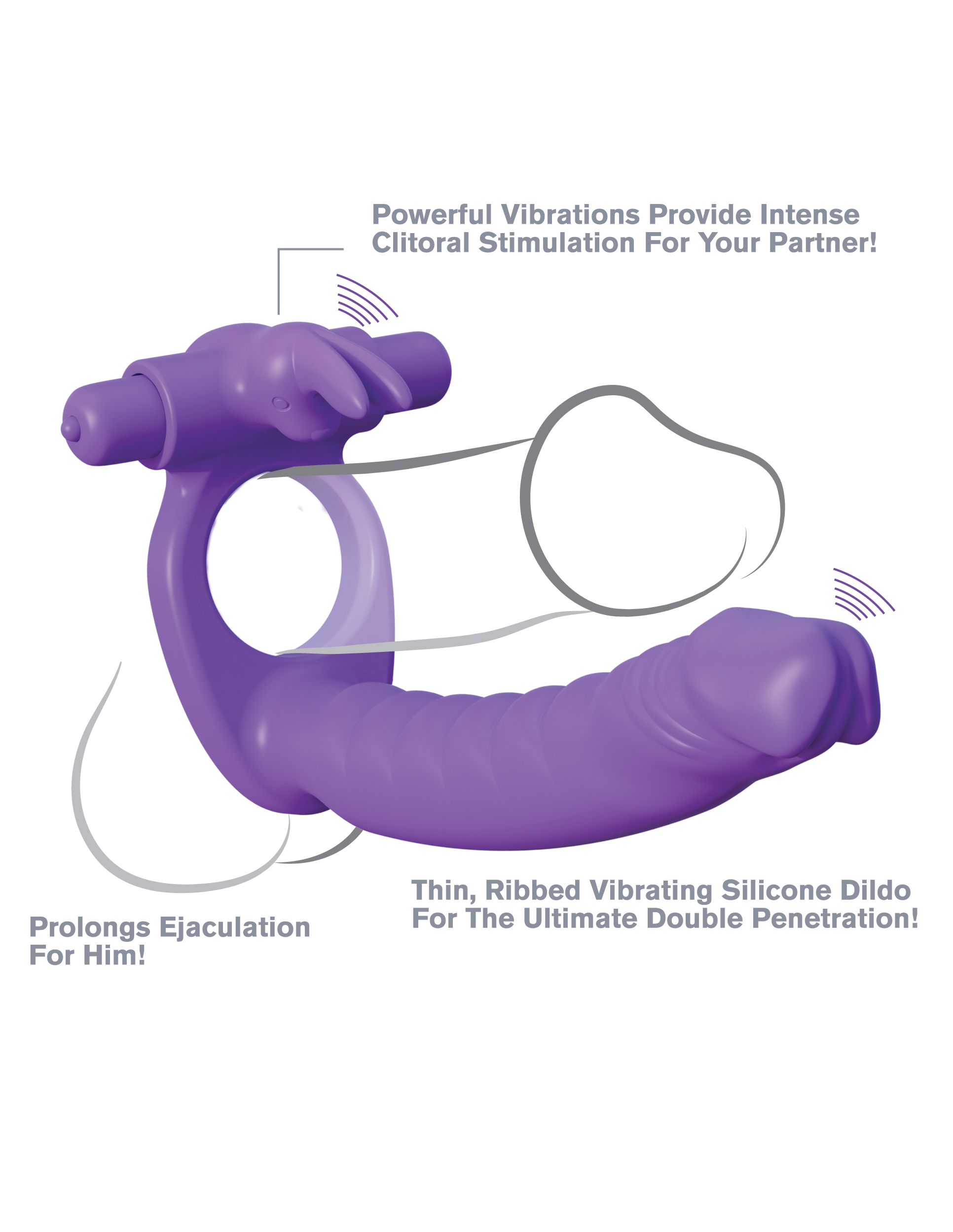 fantasy c ringz silicone double penetrator rabbit purple 