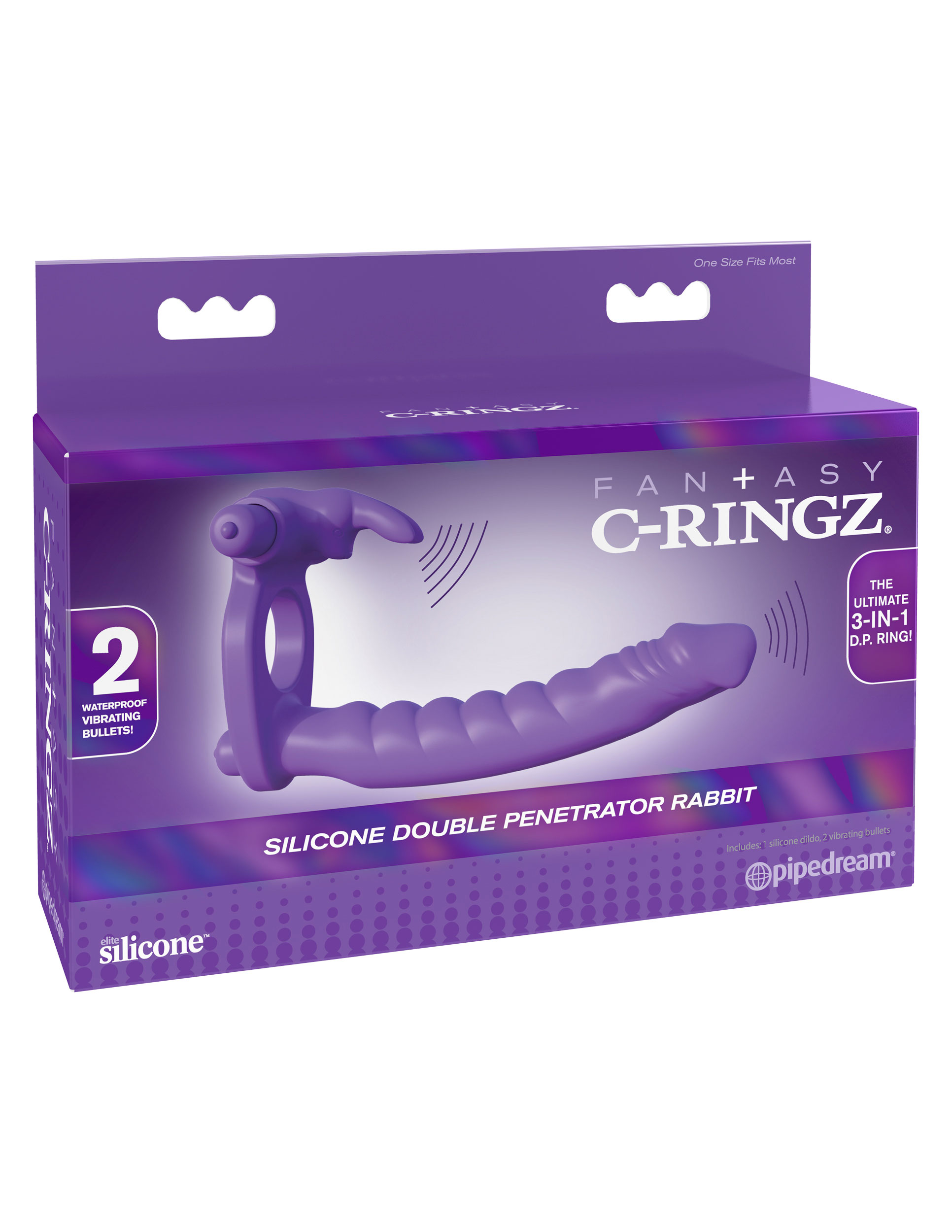 fantasy c ringz silicone double penetrator rabbit purple 